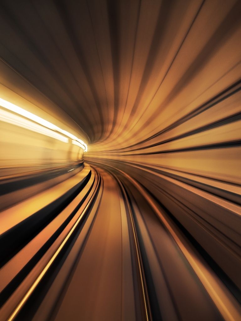 768x1024 Tunnel Wallpaper 4K, Motion blur, Warp, Light trails