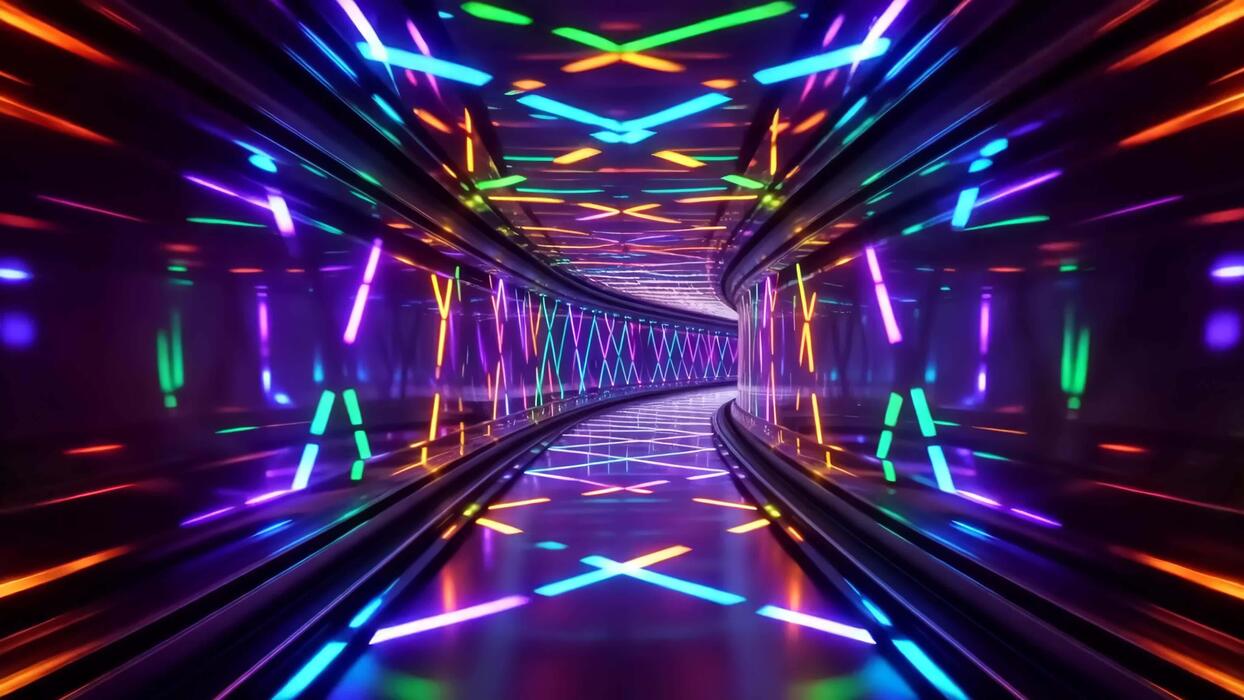 1244x700 Neon Light Tunnel Stock Video Footage for Free Download