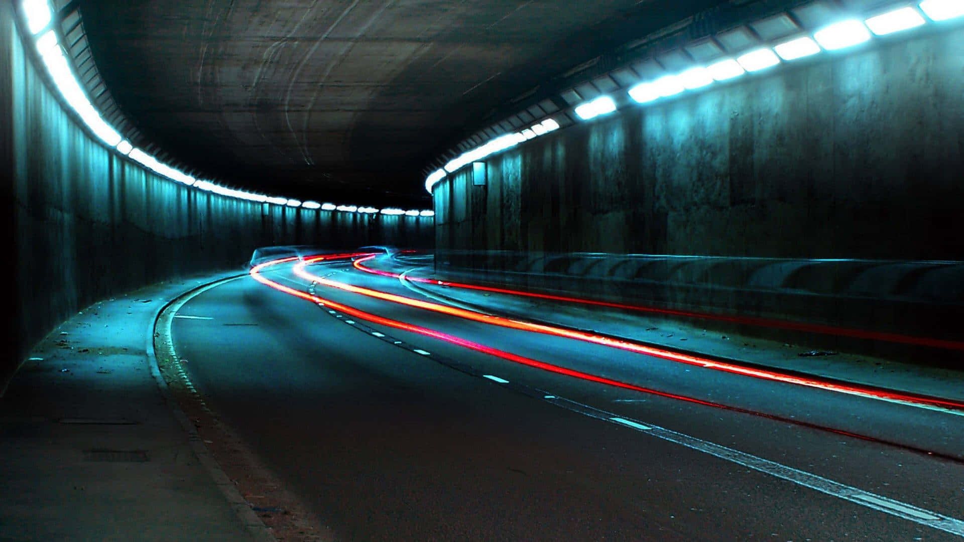 1920x1080 Download Light Trailsin Dark Tunnel Wallpaper