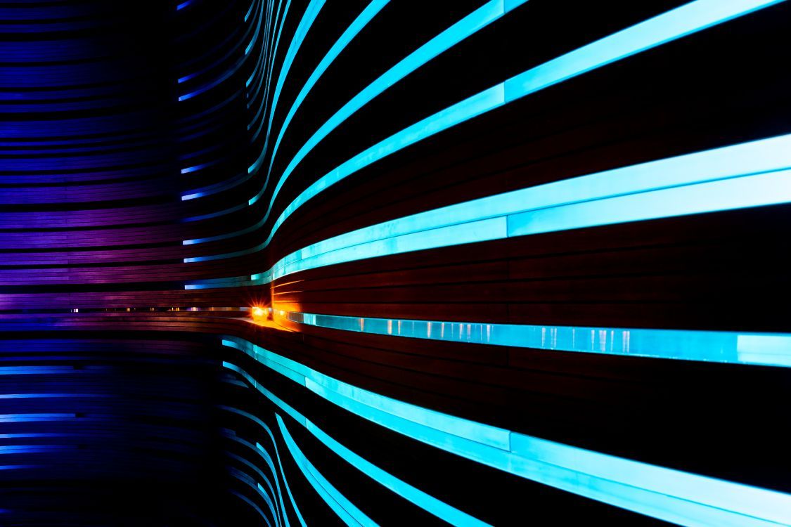 1125x750 Wallpaper Blue and Black Light in Tunnel, Background Free Image