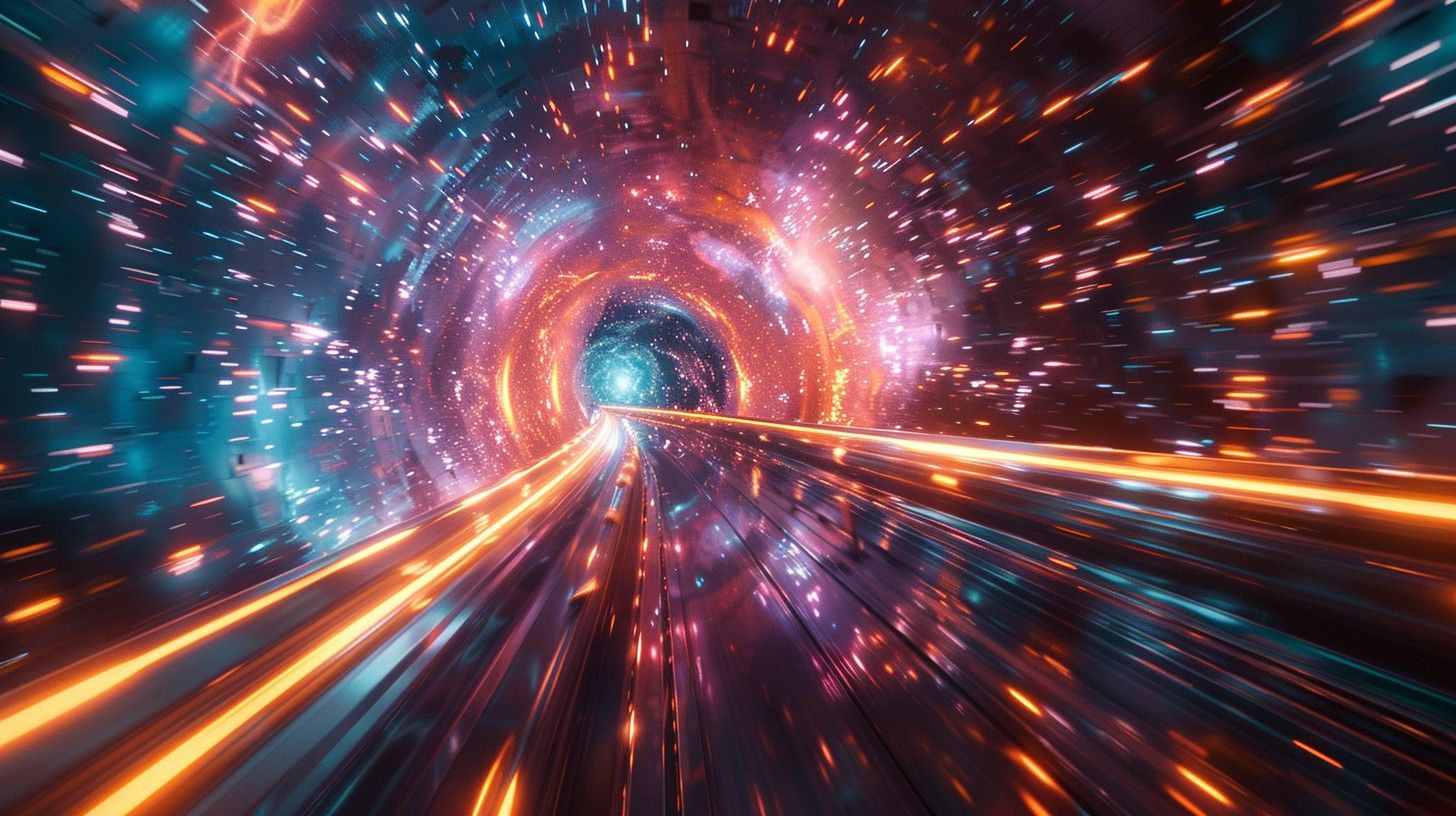 1456x816 Free Vibrant Light Tunnel Image, Tunnel, Vibrant