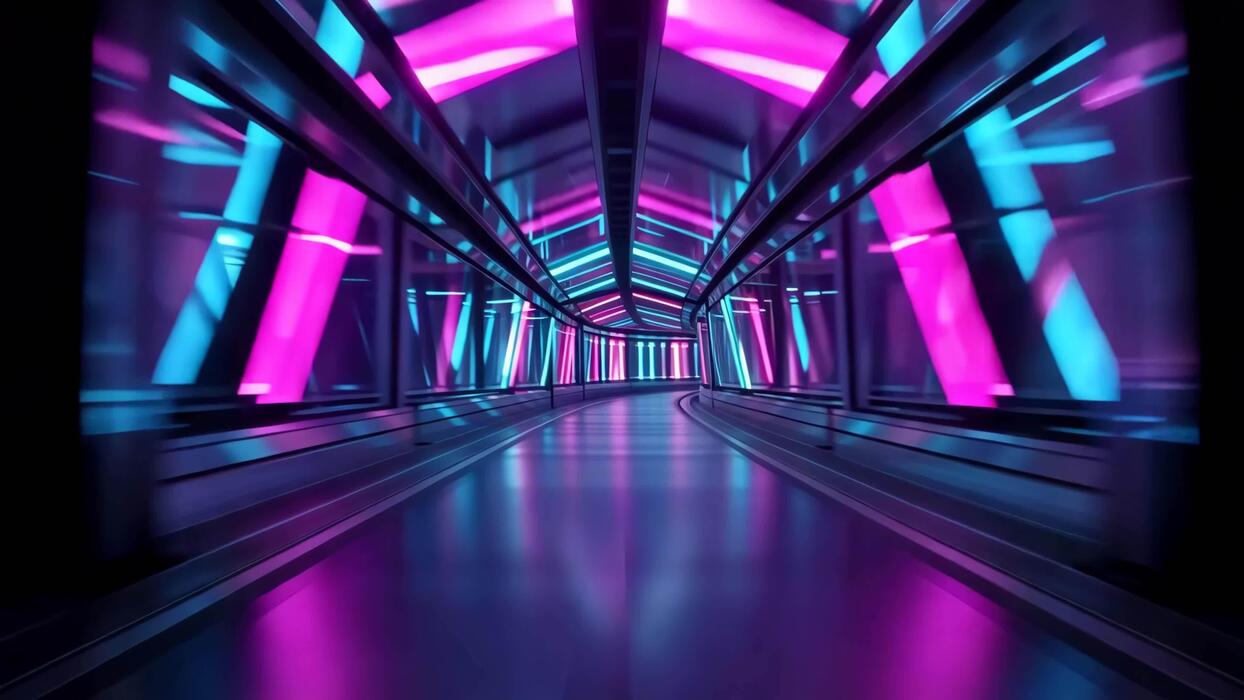 1244x700 Futuristic Neon Corridor Motion Graphic Loop