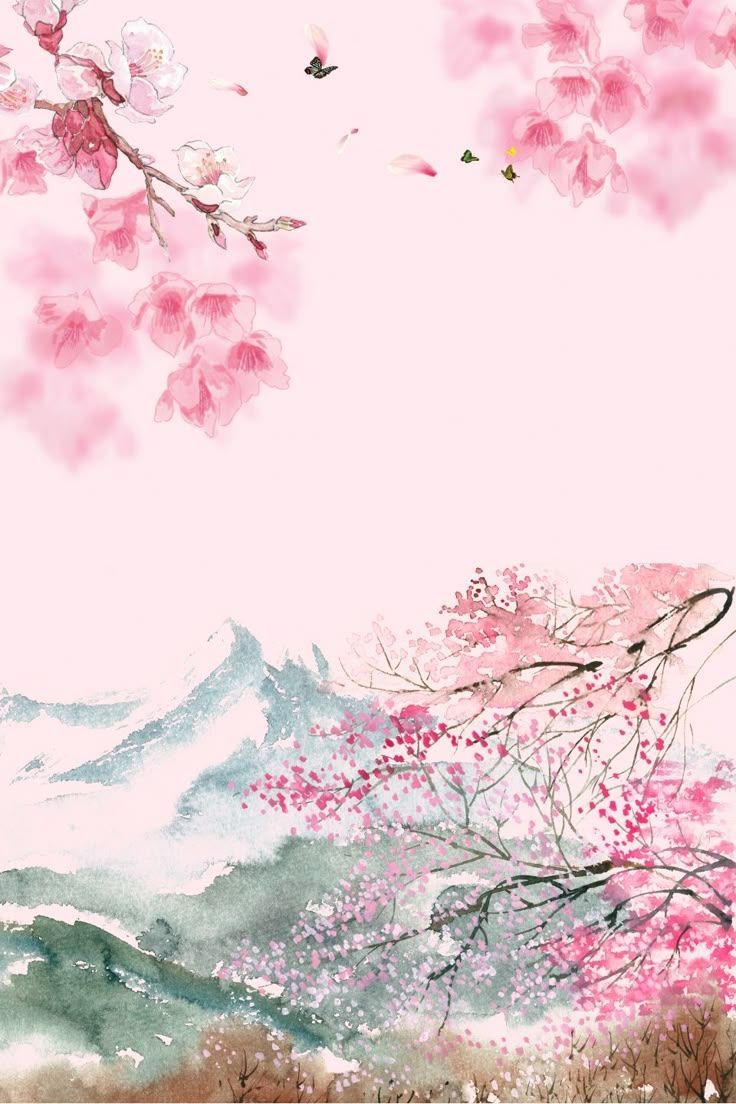 736x1104 Pink Chinese Style Cherry Blossom Viewing Psd Layered H5