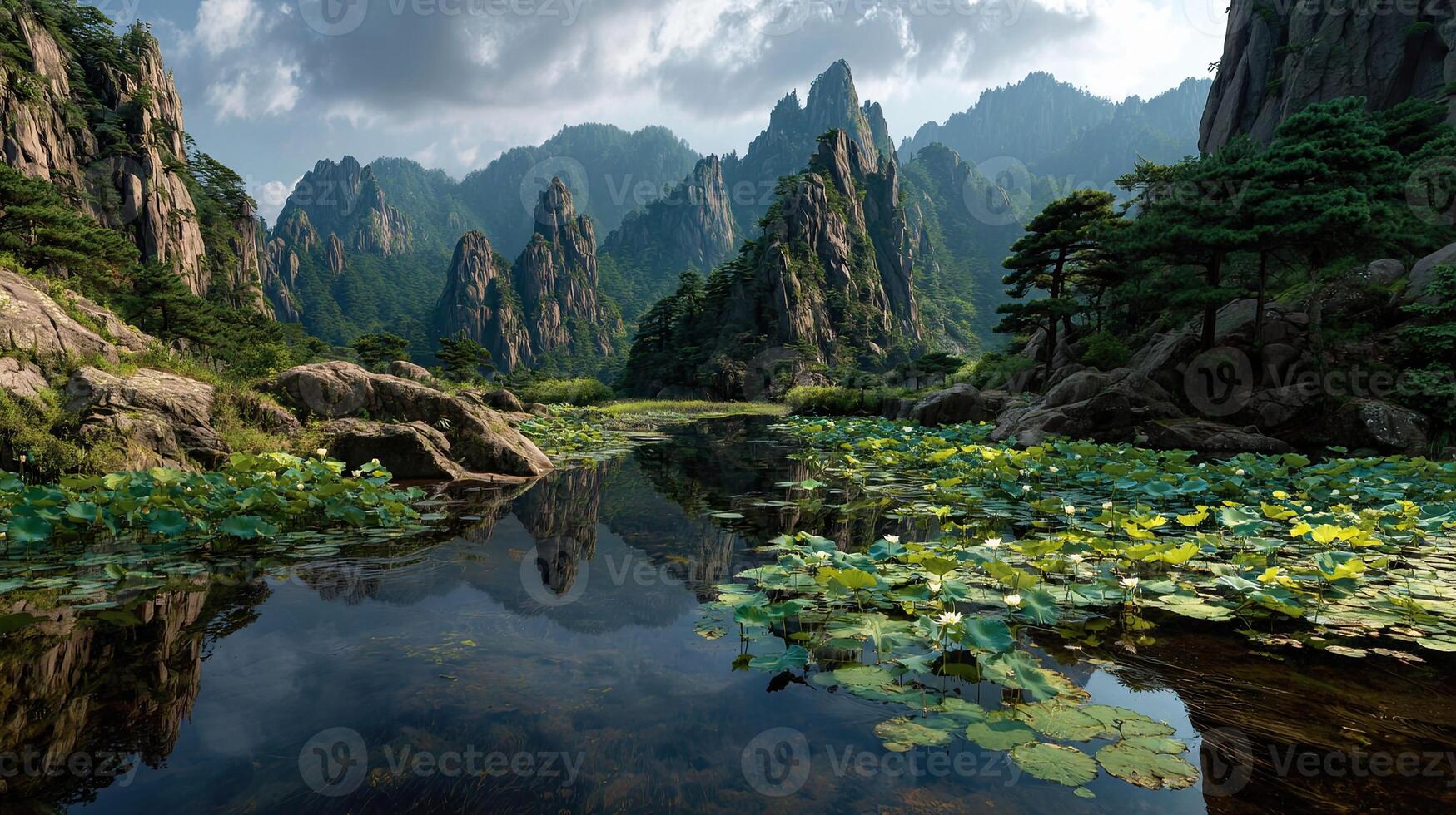 1749x980 China huangshan cloud sea peaks lotus plants chinese spring