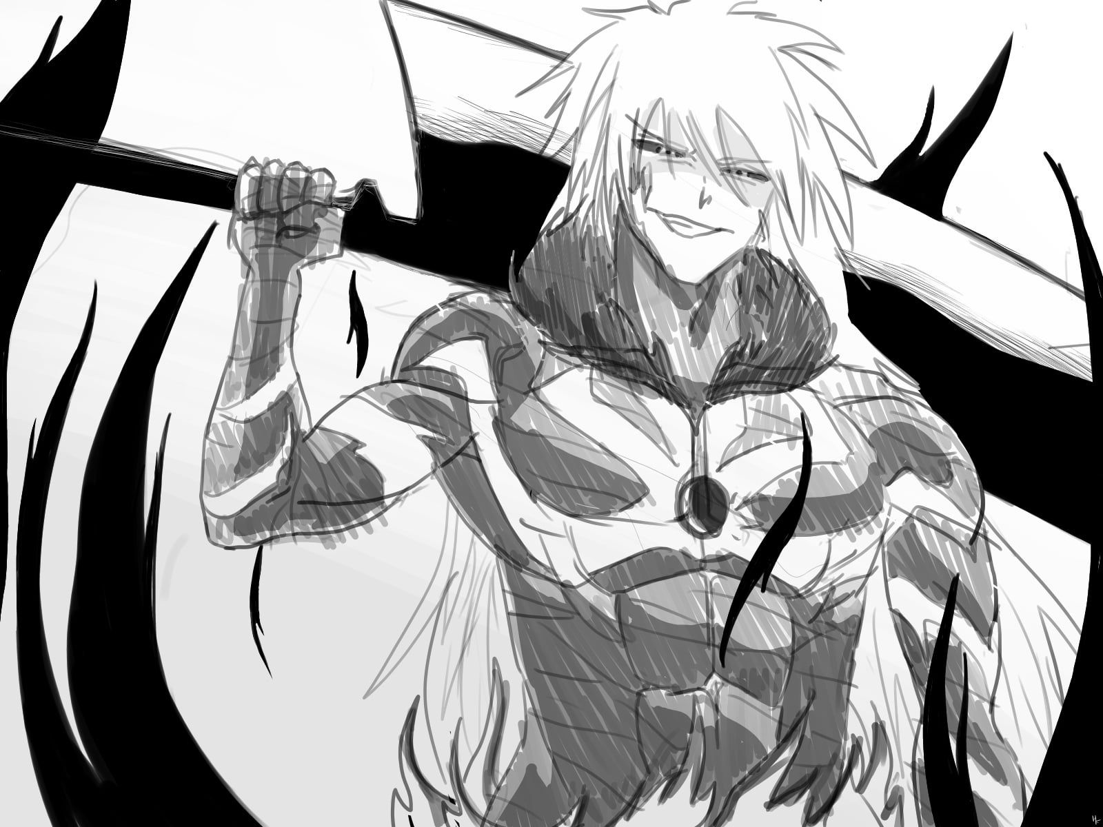 1600x1200 A Sketch of my take on Tensa Zangetsu
