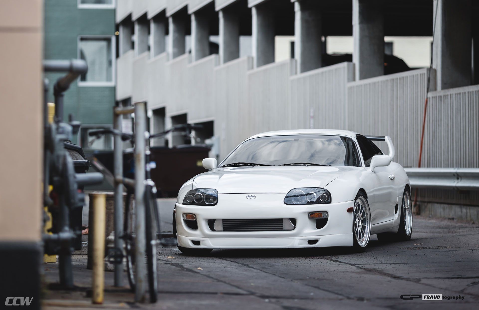 1920x1244 White Toyota Supra MKIV Targa Turbo D110 Forged Wheels