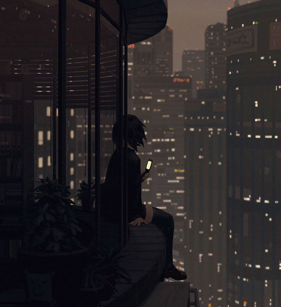 900x983 Black Lofi Wallpaper