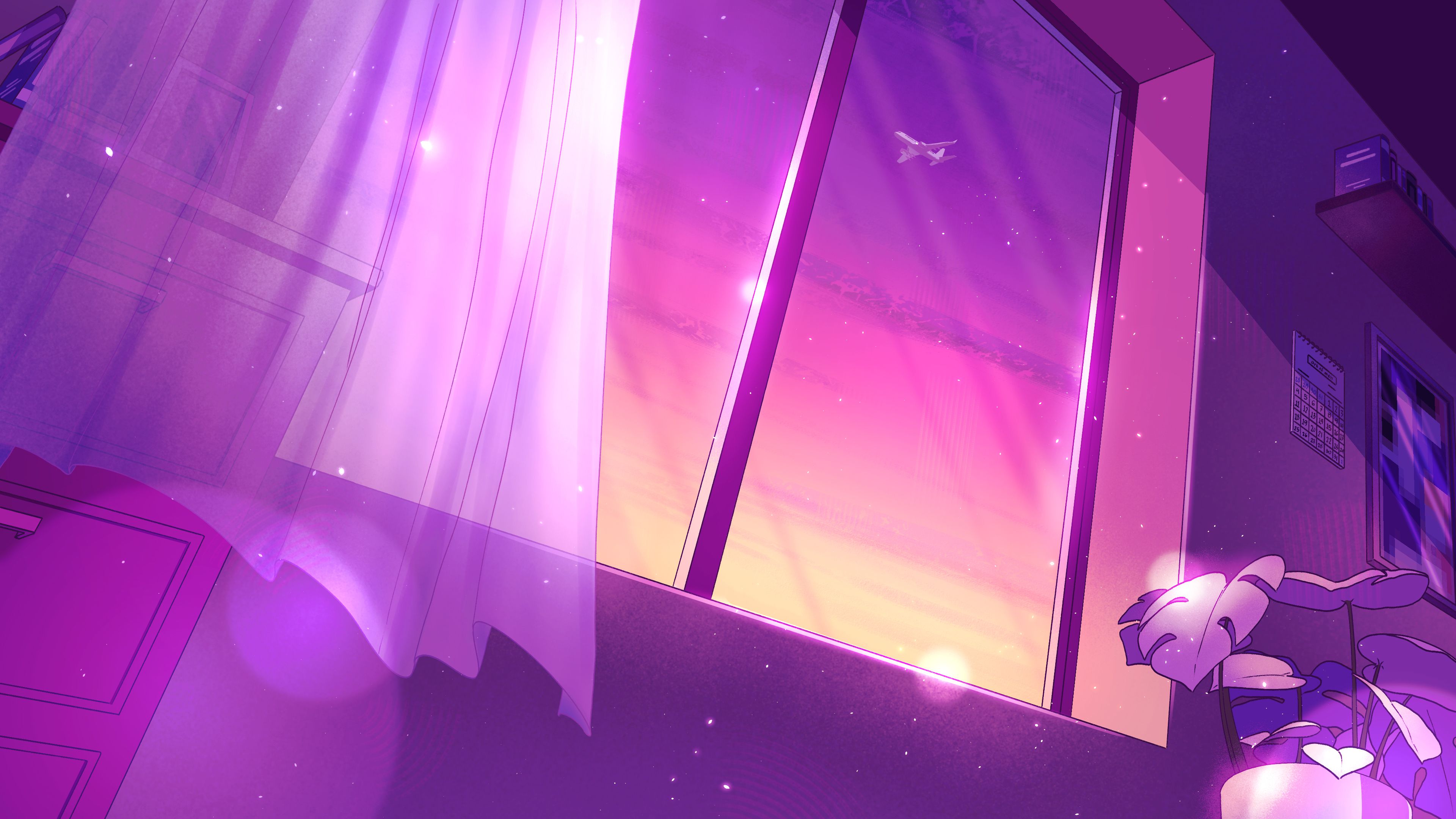 3840x2160 Lofi Wallpaper 4K, Pink aesthetic, Window, Dreamlike