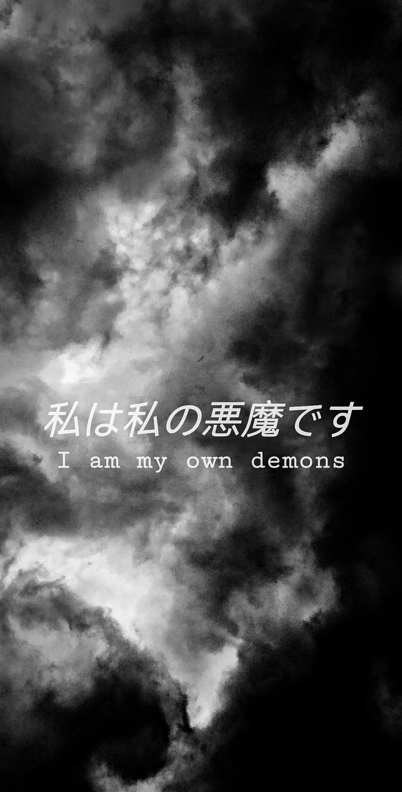 800x1576 Demons sky, aesthetic, black, clouds, depression, japanese, lofi, quote, simple, HD phone wallpaper