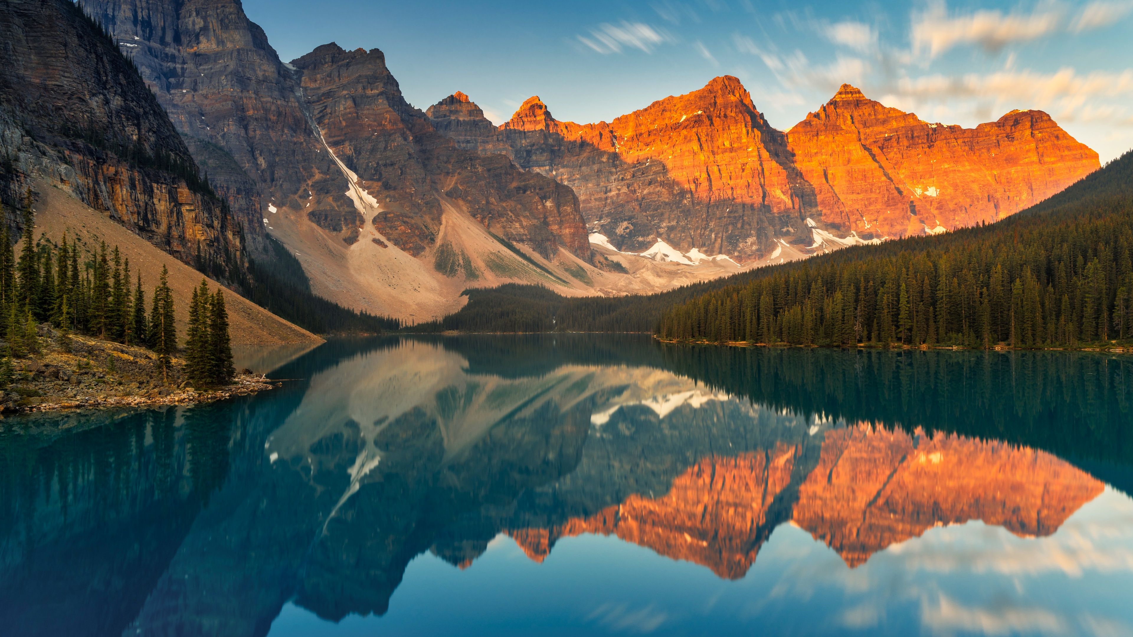 3840x2160 Banff National Park Wallpaper 4K, Sunrise, Scenery, Moraine Lake