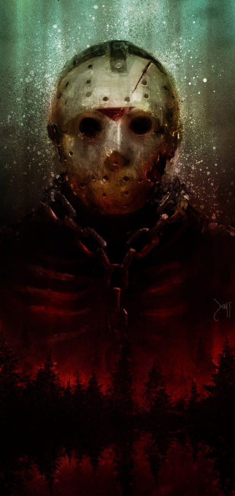 800x1689 New Blood Jason, 13th, blood, drawing, fan art, friday, jason, new, the, voorhees, HD phone wallpaper