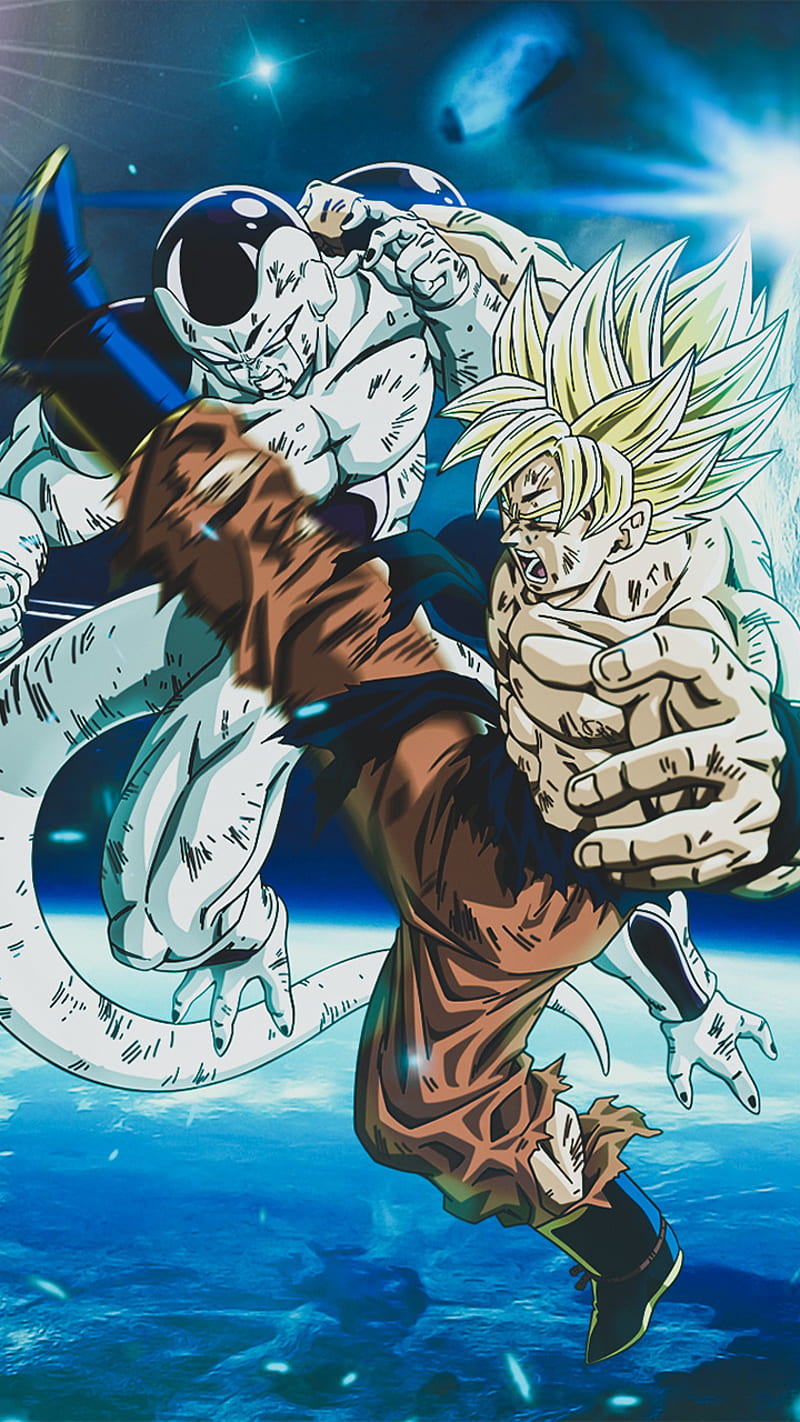 800x1422 Goku Vs frieza, art, deagonballZ, animes, anime, HD phone wallpaper