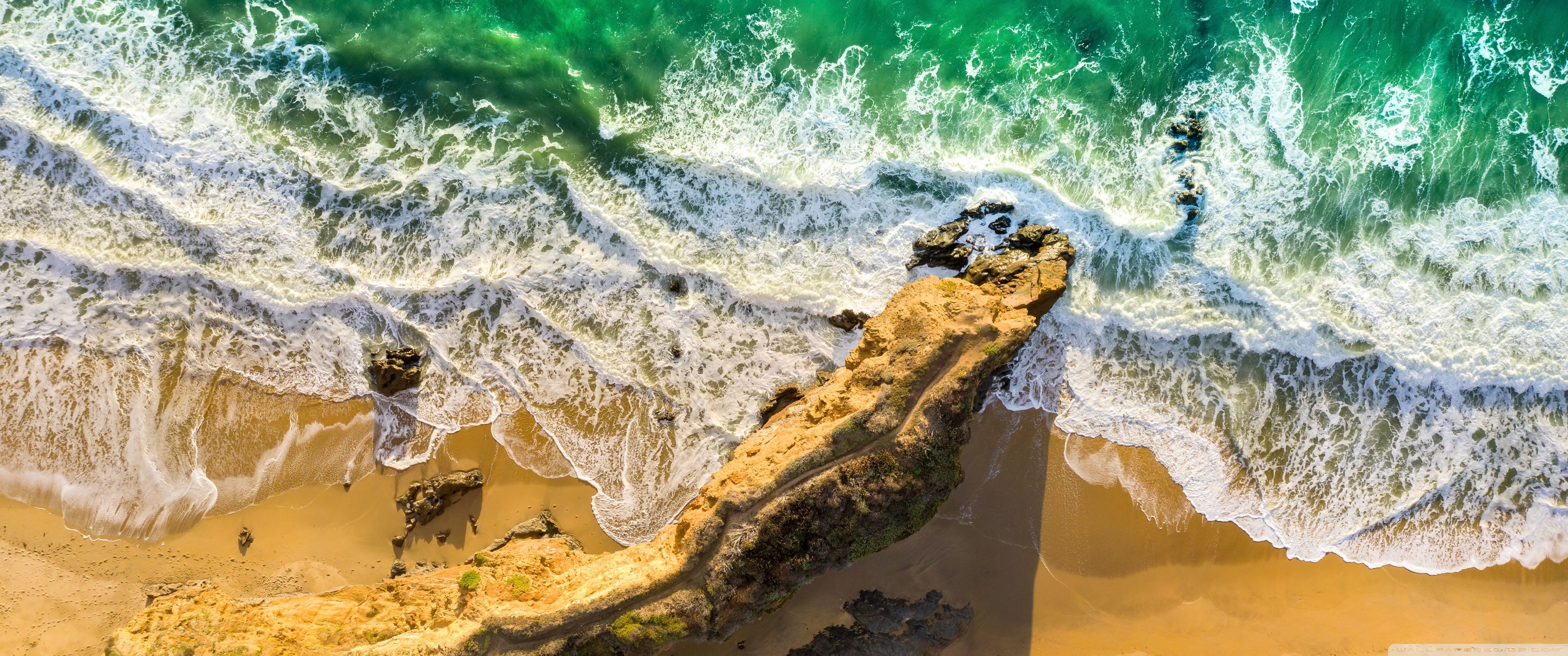 3440x1440 California, Santa Cruz, United States, Beach, Aerial, View, Waves, Ocean 4K UHD Wallpaper for UltraHD Desktop and TV : Widescreen and UltraWide Display : Dual Monitor : Smartphone and Tablet Devices