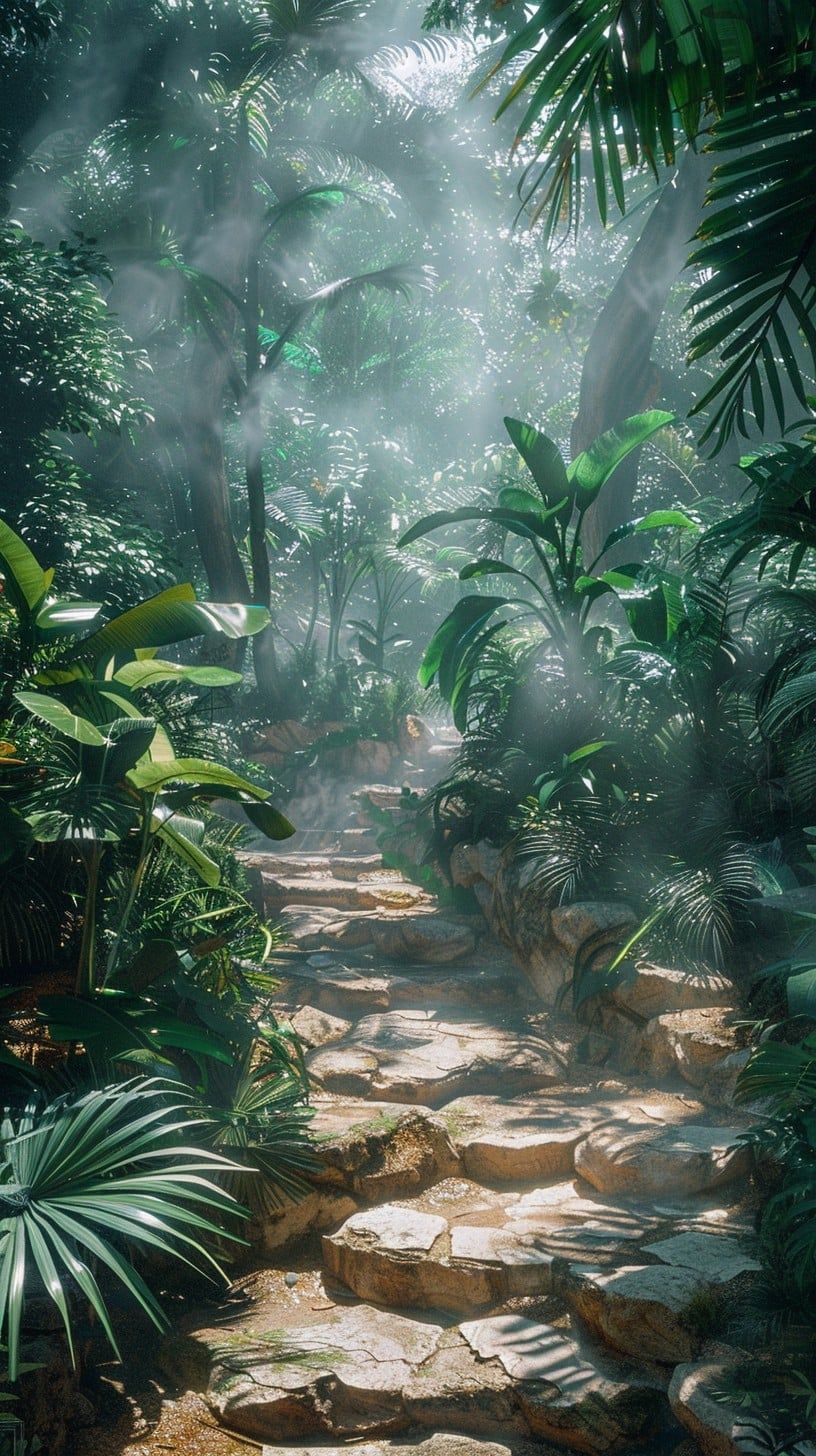 816x1456 Free Misty Jungle Path Image, Mist, Path