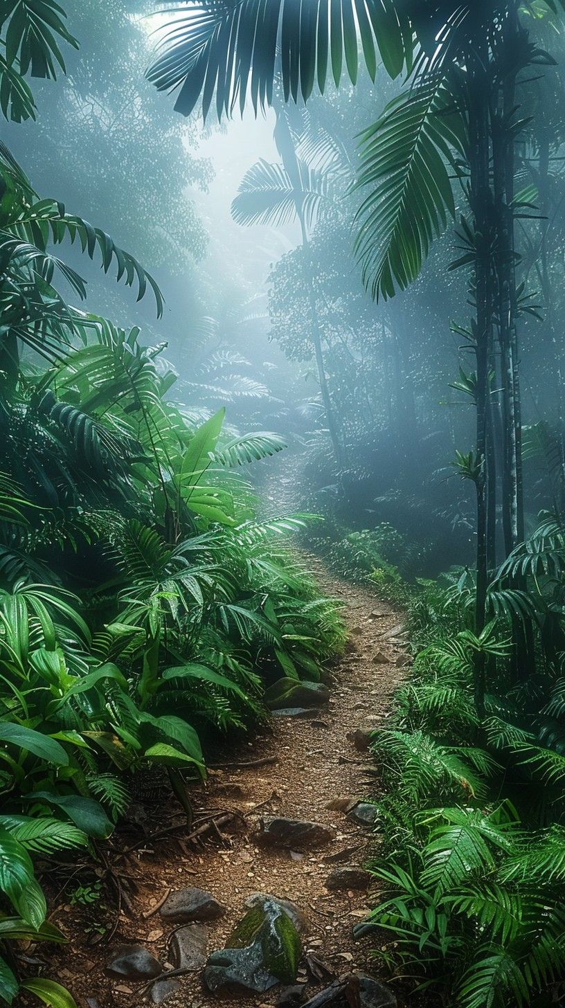 816x1456 Free Misty Jungle Path Image, Mist, Path