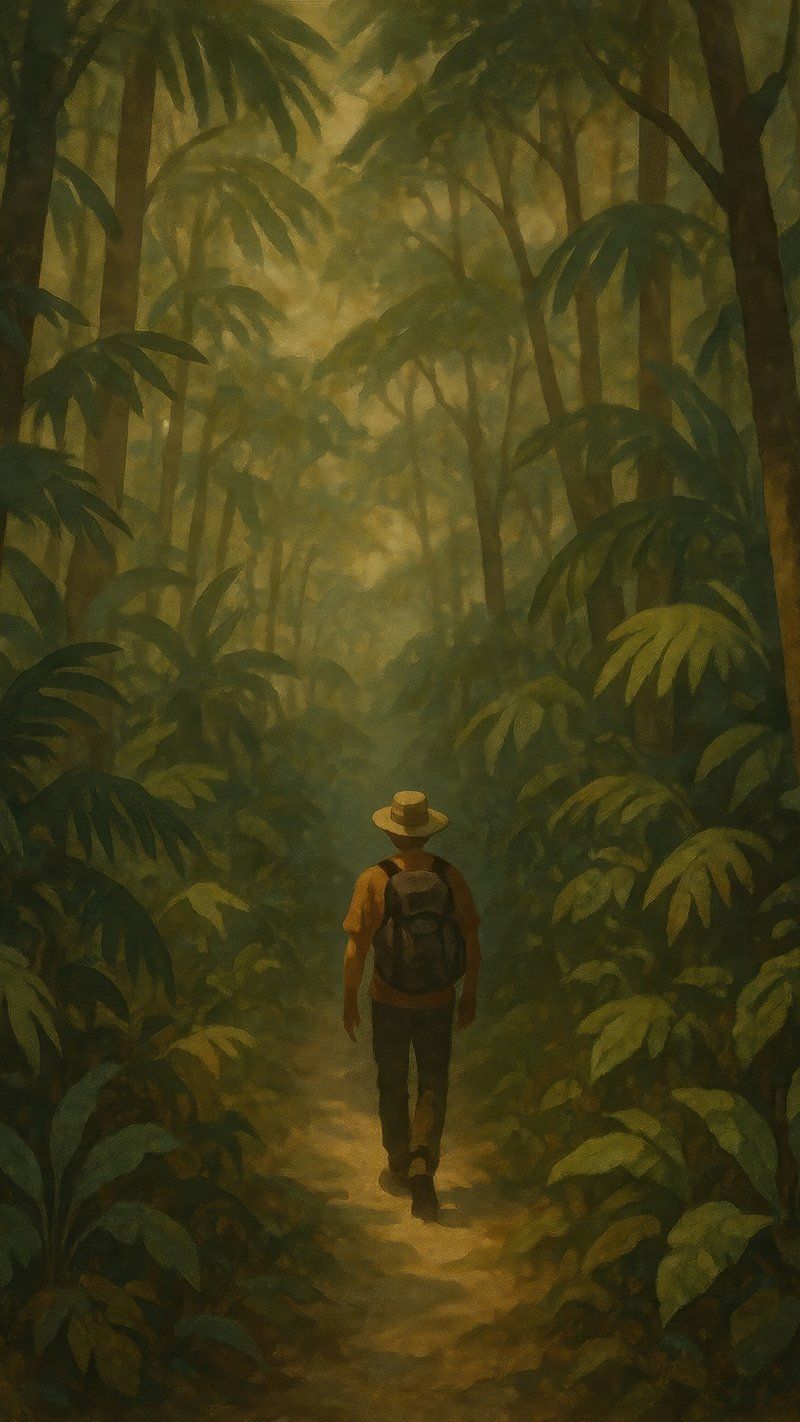 800x1422 Serene jungle path exploration mobile. Free Photo Illustration