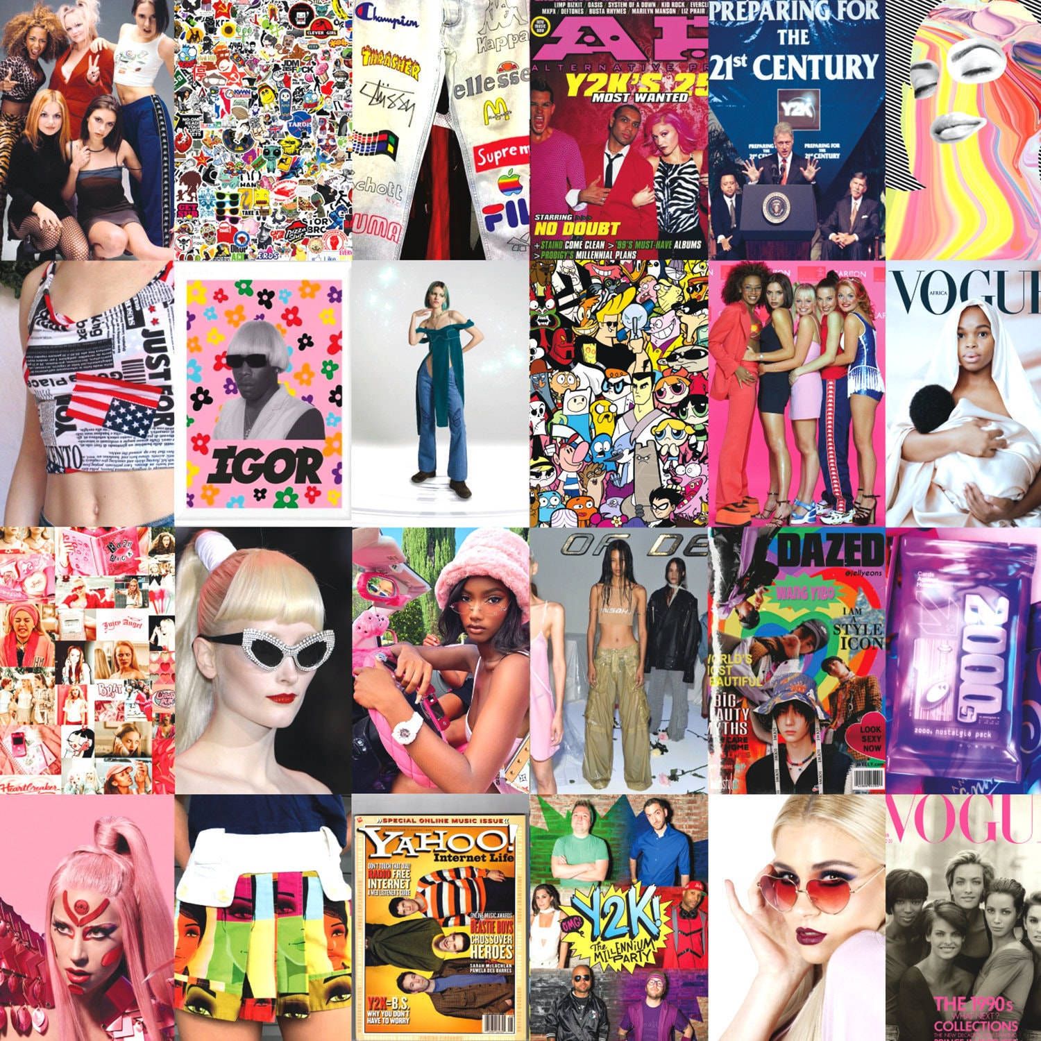 1500x1500 Download Caption: Y2K Fashion Model Posing with Stylish Outfits Wallpaper