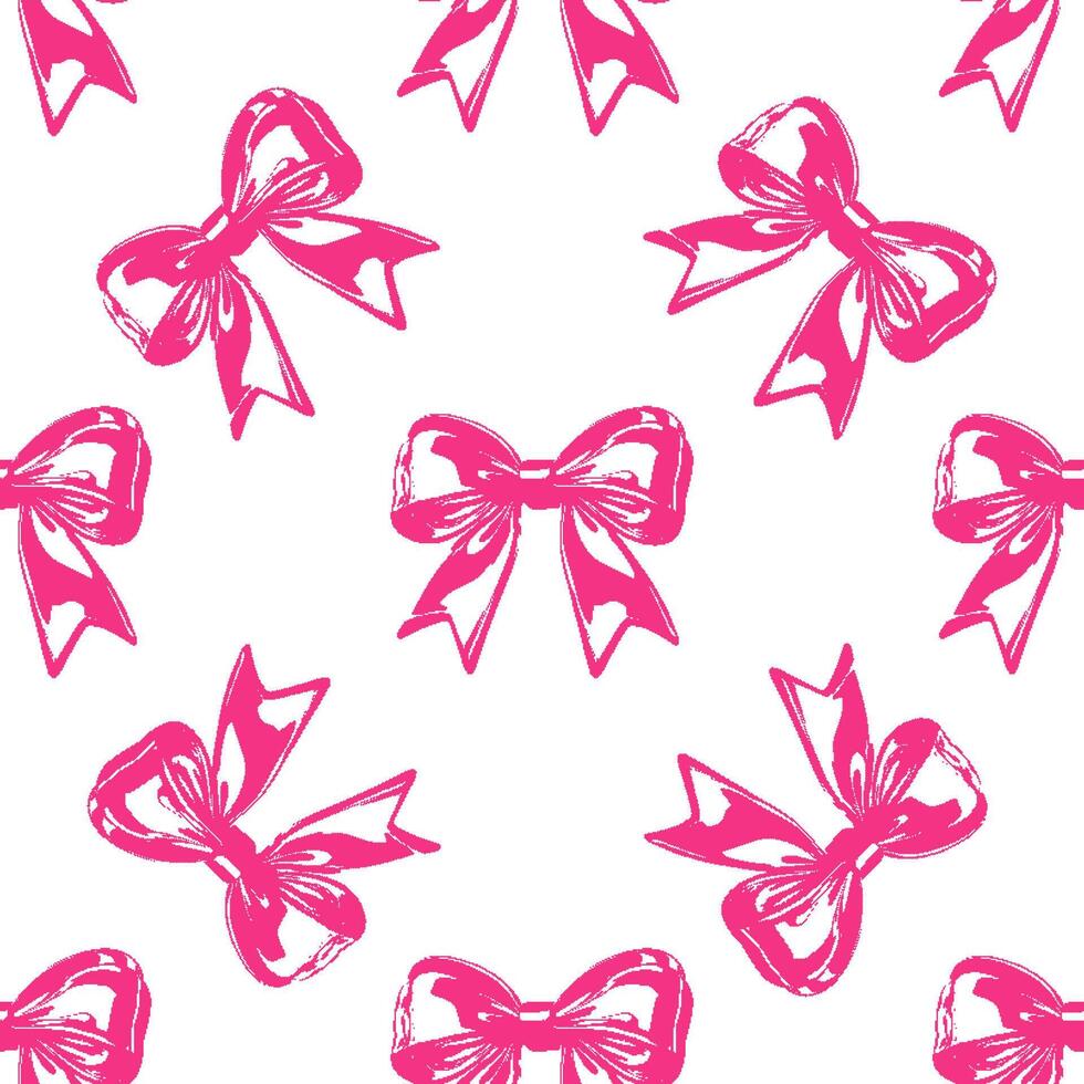 980x980 Seamless Pattern In Y2K Pixel Style. Cute Pink Bows. Perfect For Fashion, Wrapping Paper, Wallpaper, Digital Prints, Retro Futuristic Design