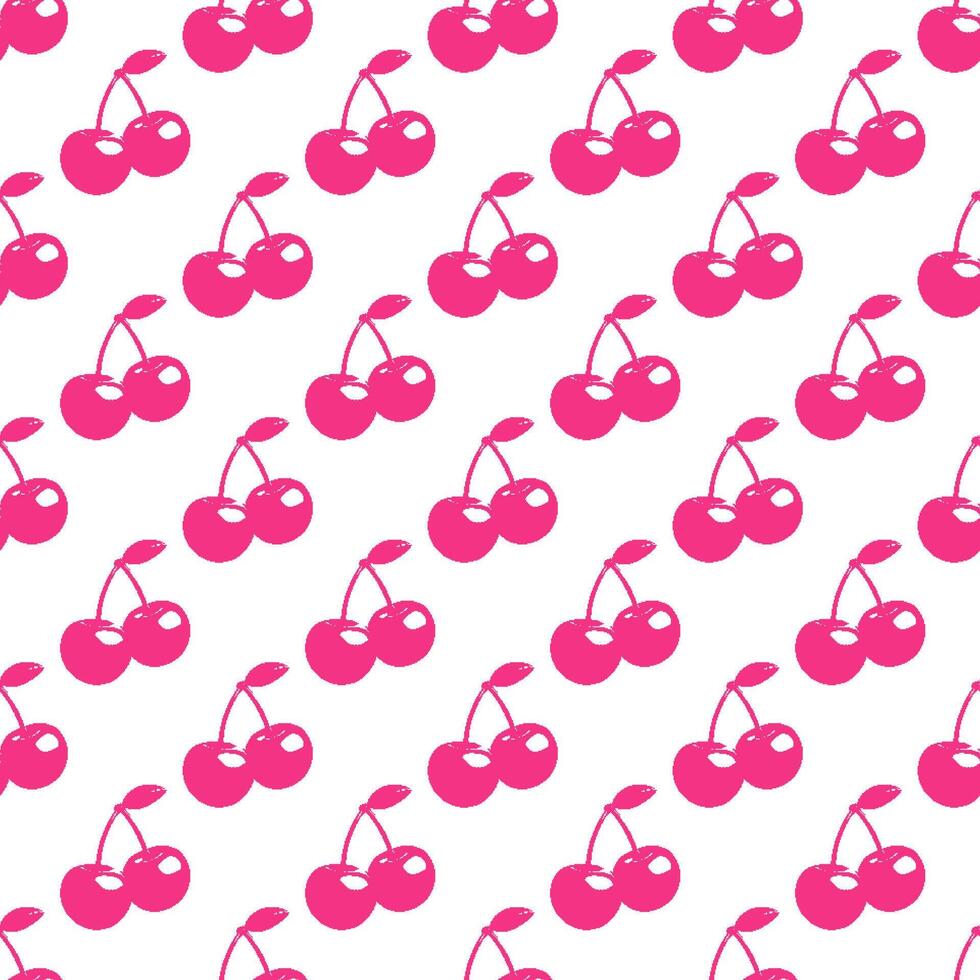 980x980 Seamless Pattern In Y2K Pixel Style. Cute Neon Pink Cherry. Perfect For Fashion, Wrapping Paper, Wallpaper, Digital Prints, Retro Futuristic Design