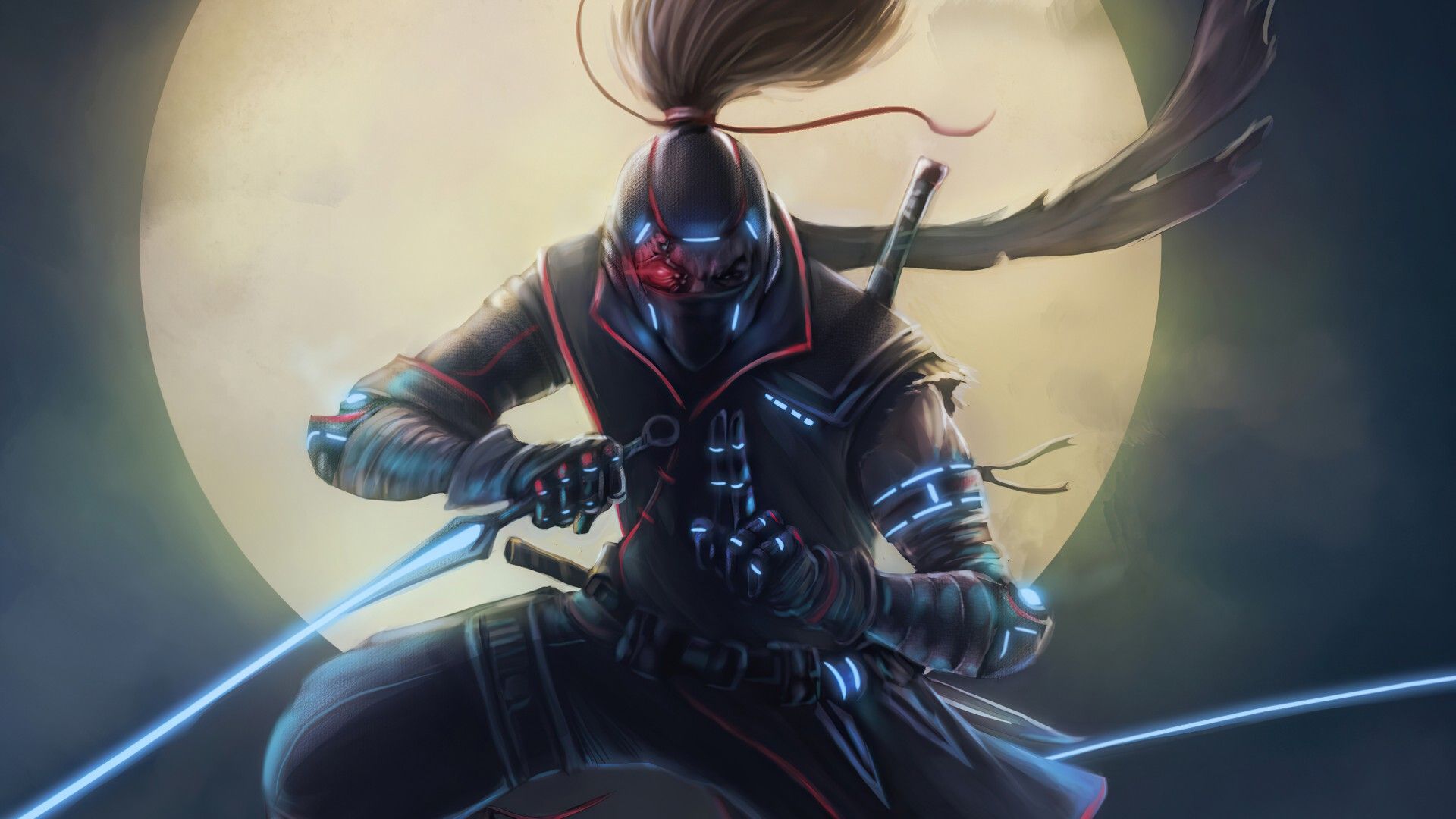 1920x1080 Cyberpunk Ninja Warrior 4K HD Wallpaper