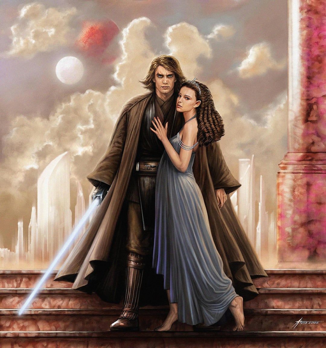 1080x1151 I Enchanced A Popular Image Artwork Of Padme & Anakin Into Different Formats (Original Image Slide)