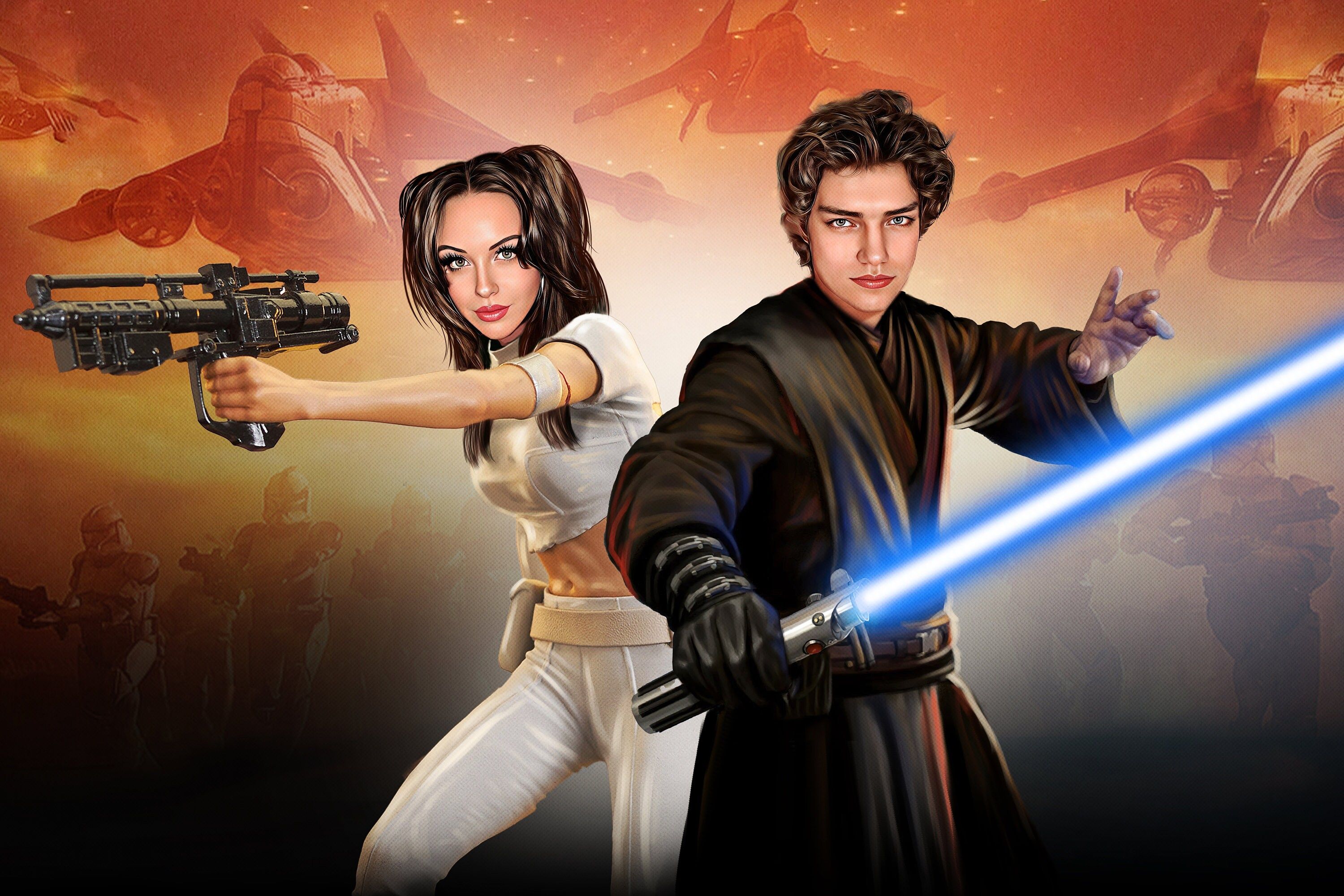 3000x2000 Custom Padmé & Anakin, Best Gift Idea, Posters or Canvases as a Funny Star Wars Lover Gift, Portrait From Photo