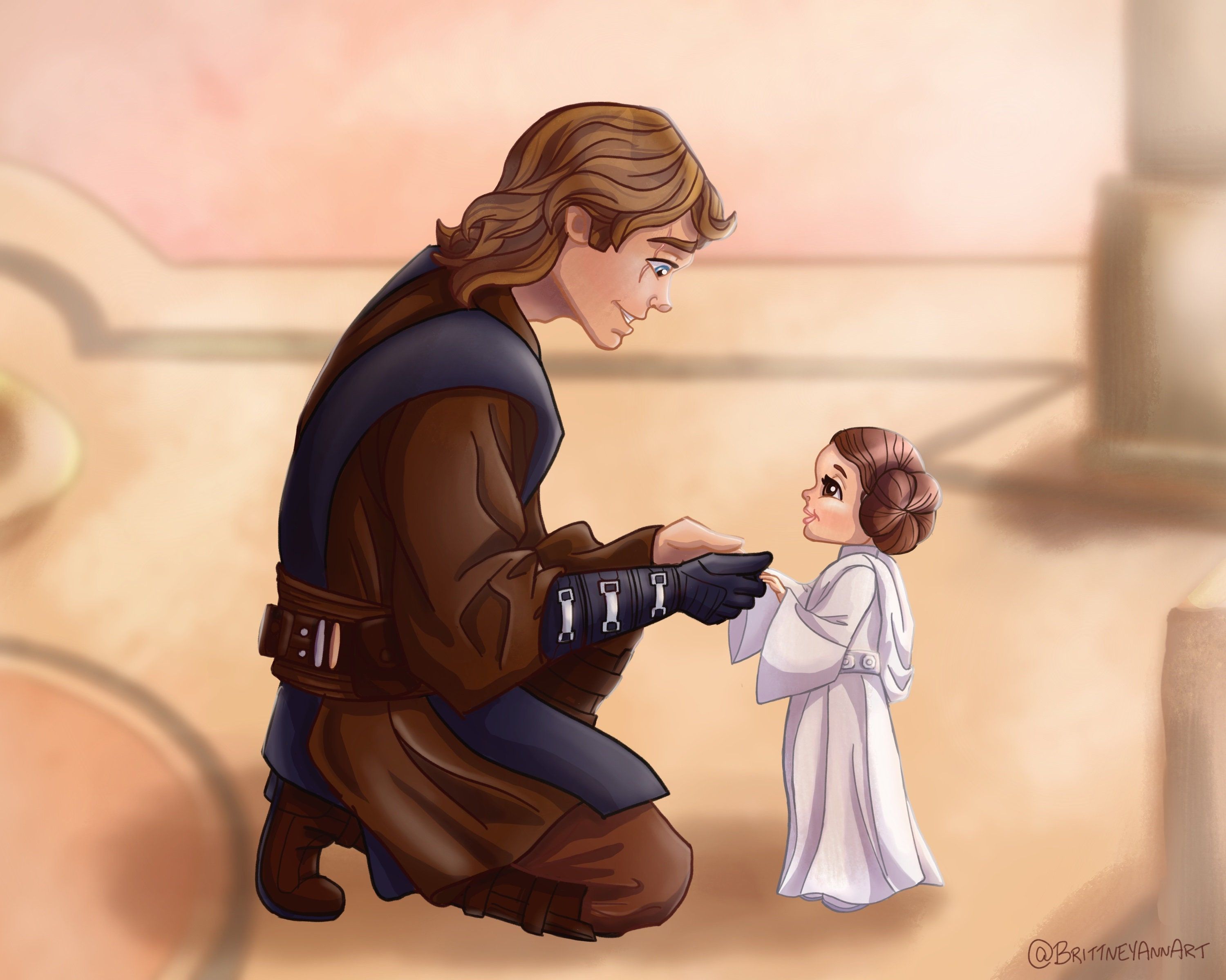 3000x2400 Star Wars Baby Princess Leia Anakin Skywalker Digital Painting. Star Wars Gift for Him. Star Wars Art Print