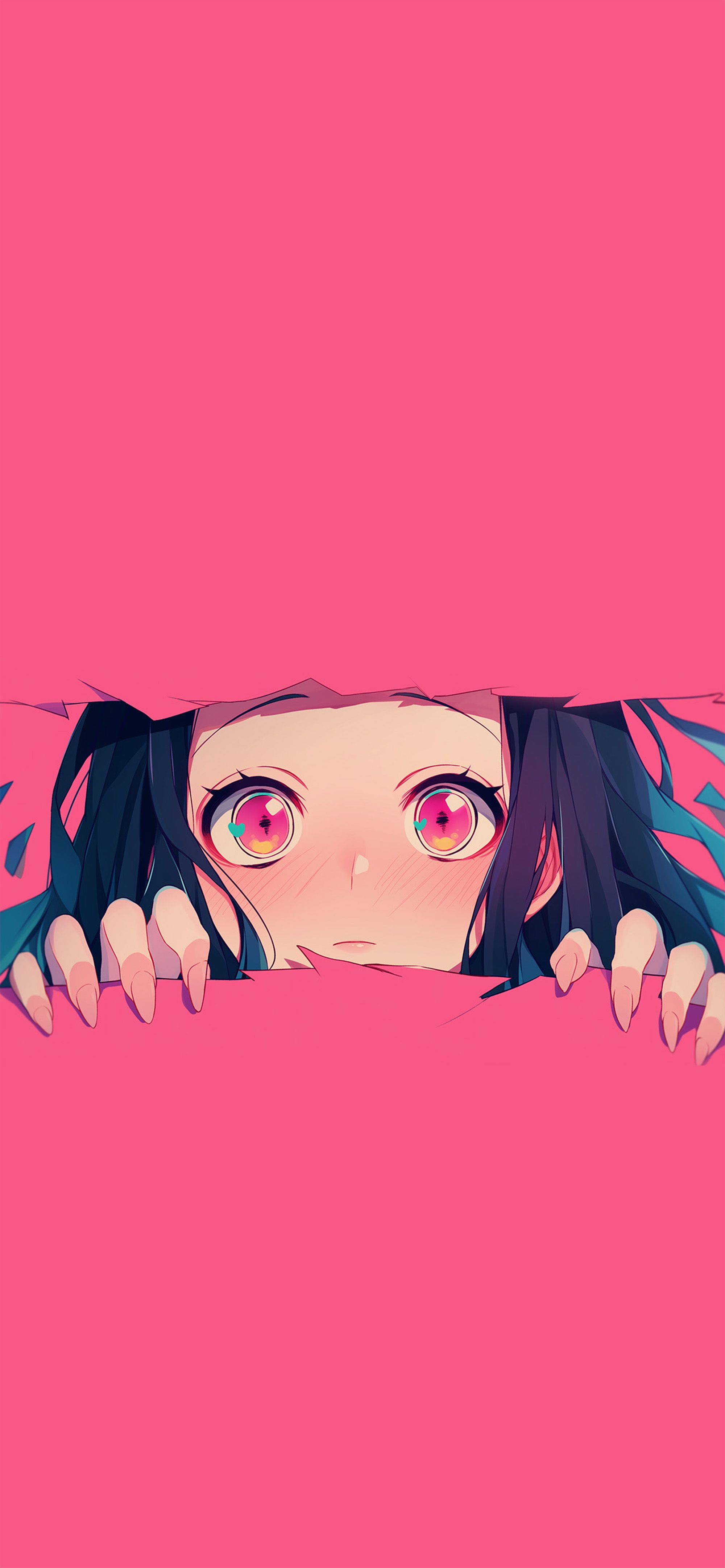 2000x4327 Nezuko Kamado Cute Peek Pink Wallpaper Wallpaper HD