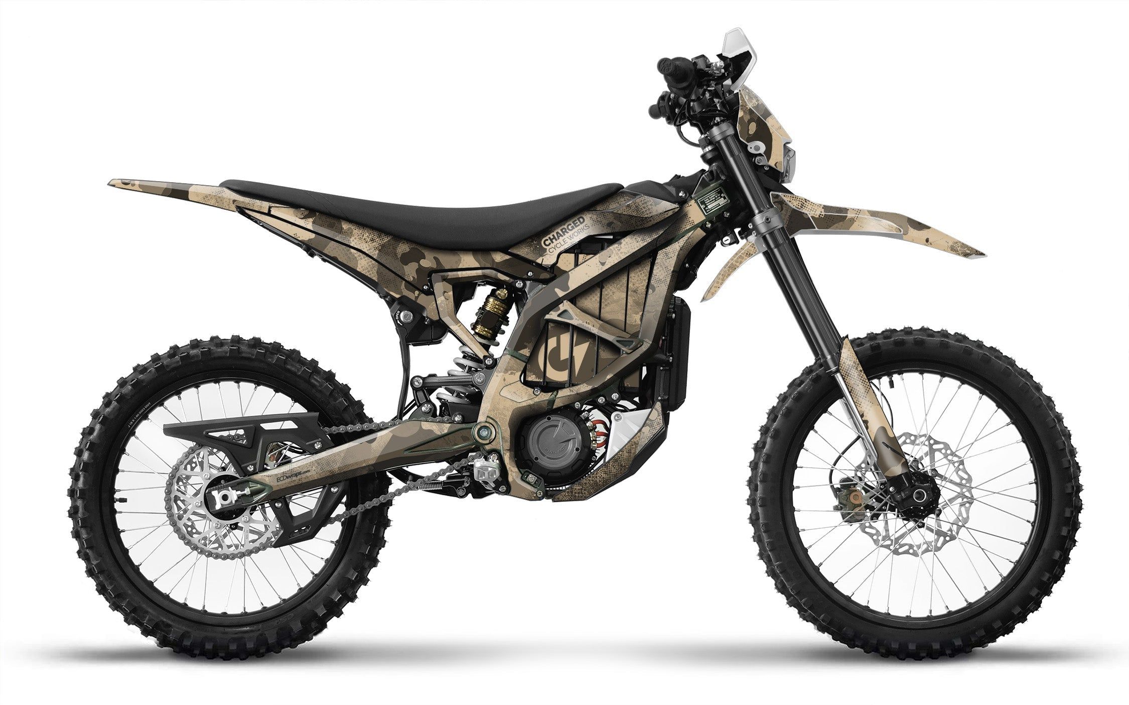 2250x1405 Surron Ultra Bee Graphic Decals. E Moto Vinyl Wraps. Charged Cycle Works