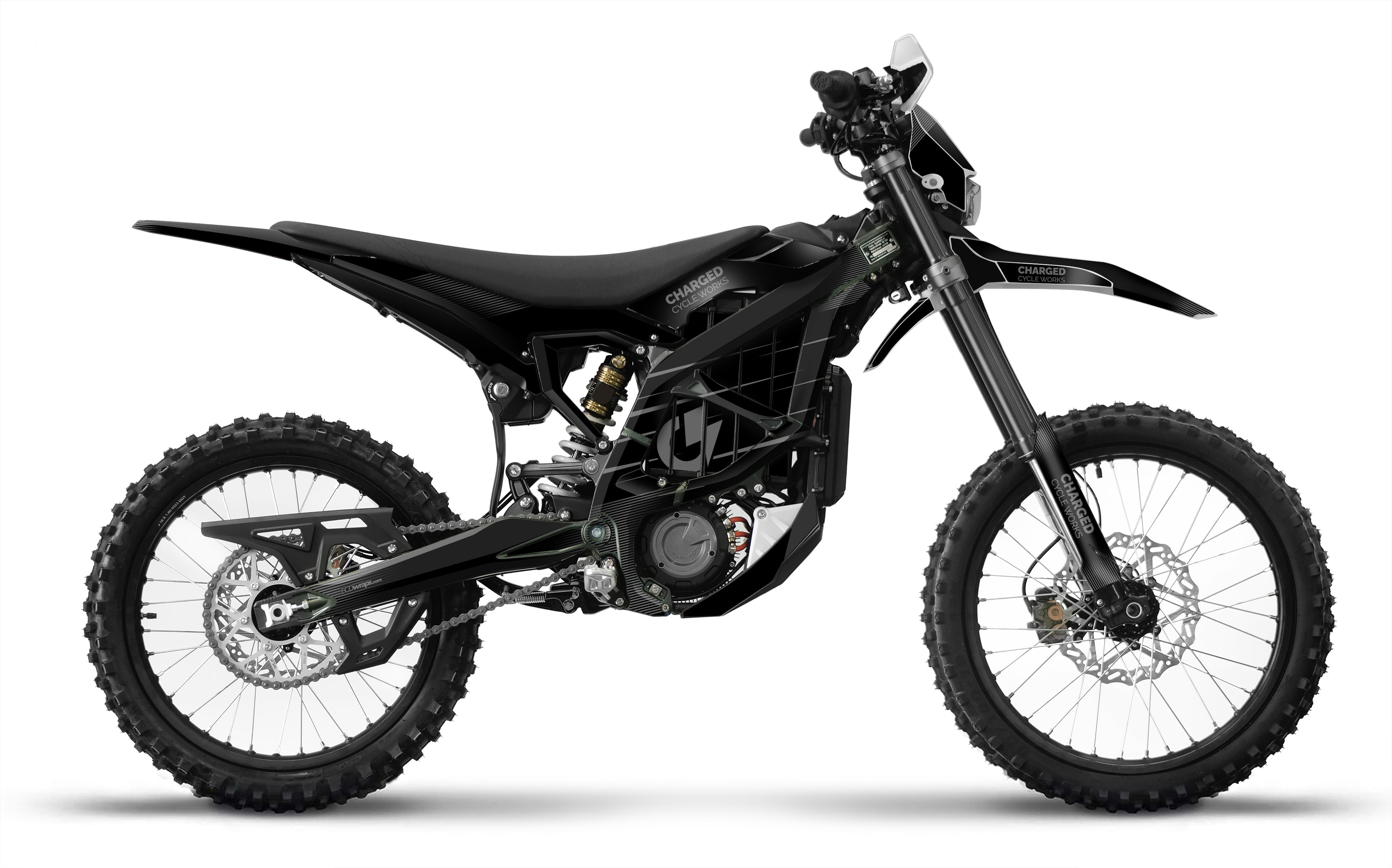 3900x2435 Surron Ultra Bee Graphic Decals. E Moto Vinyl Wraps. Charged Cycle Works