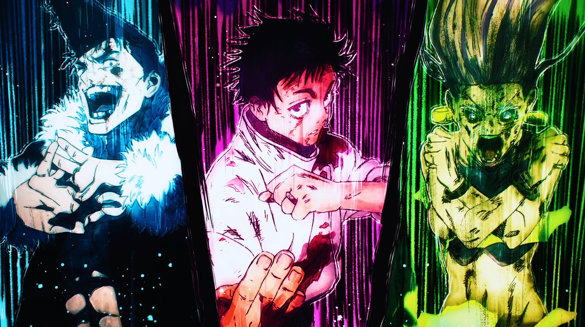 1920x1072 Jujutsu Kaisen 3rd Season/ Ryu Ishigora/ Takako Uro Final three way battle 4k wallpaper