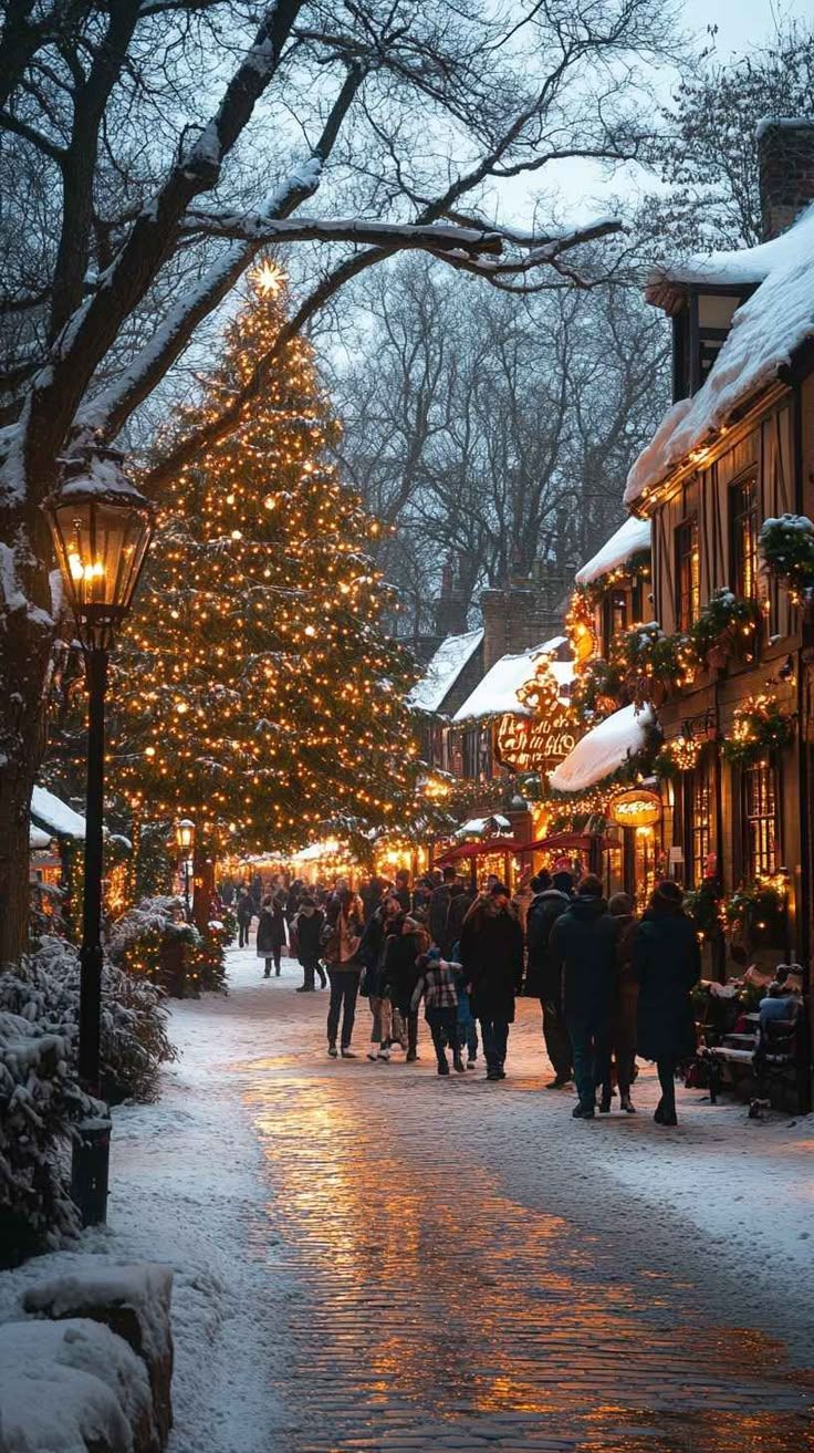 736x1313 8K Winter Village Christmas Market Mobile Wallpaper: iPhone &amp; 4K