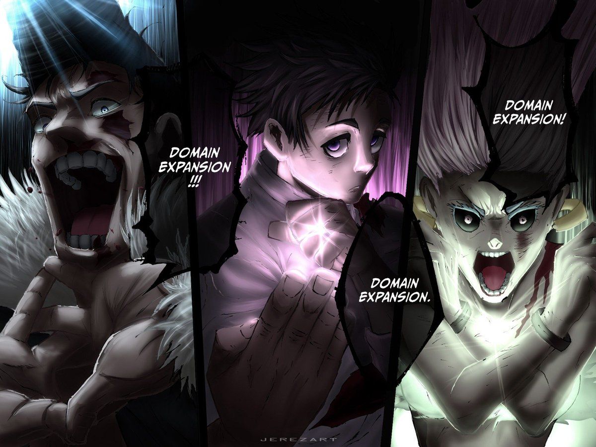 1200x900 RT Triple Domain Expansion. Colored #jjk #jujutsukaisen #tripledomainexpension #yutaokkotsu #takakouro #ryushigori #mangacolor