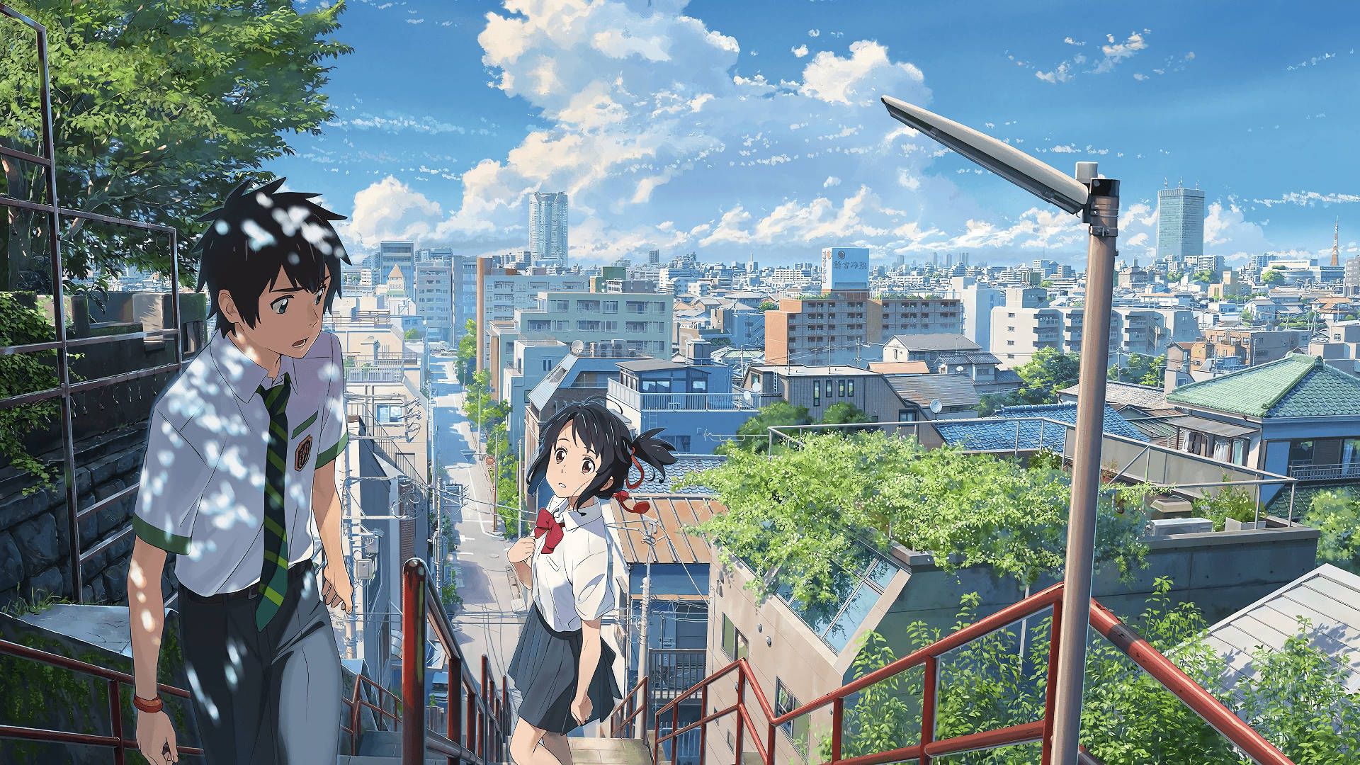 1920x1080 Download Your Name Mitsuha And Taki On The Staircase Wallpaper