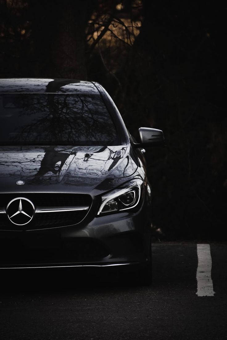 736x1104 Download Elegant Black Mercedes Benz In Profile Wallpaper