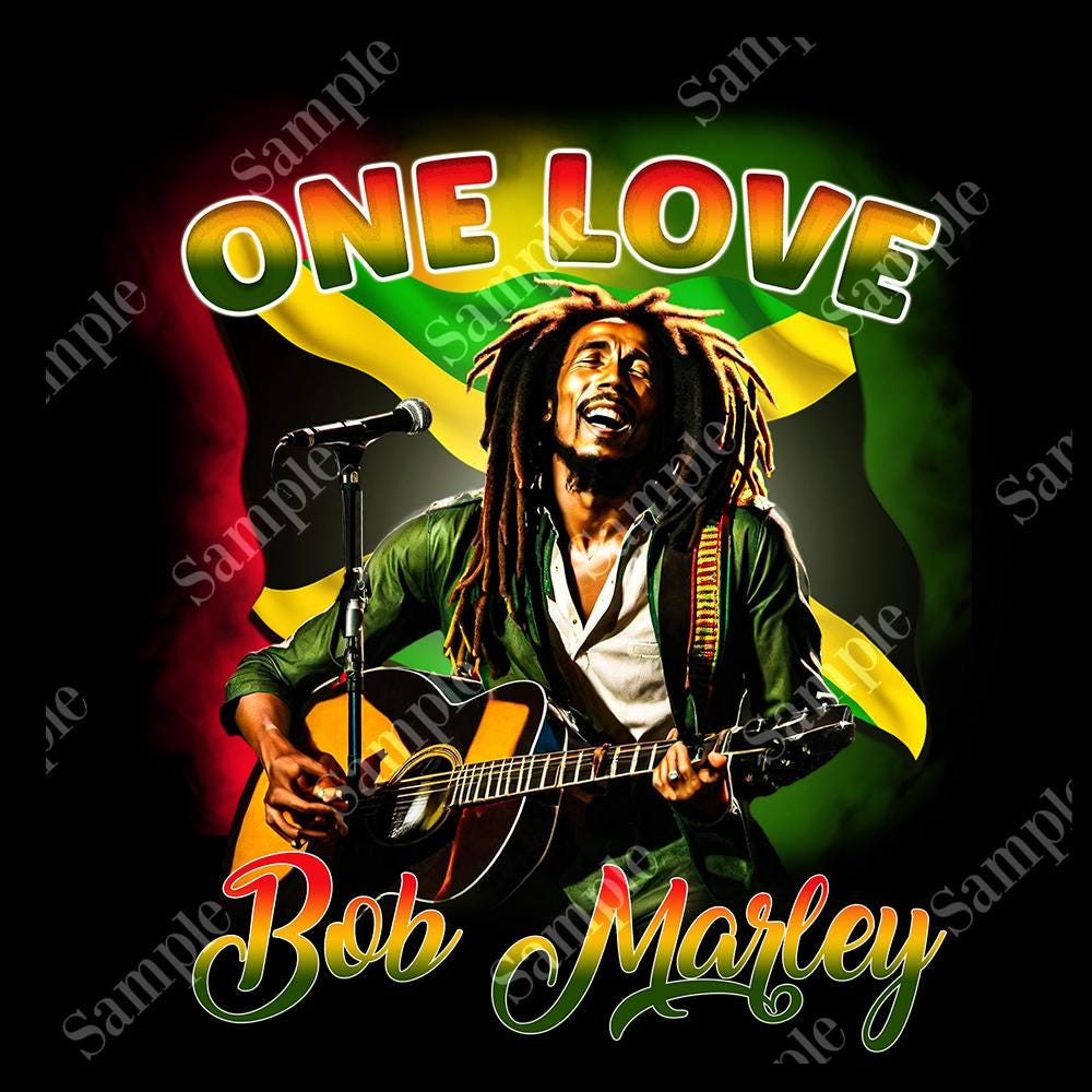 1000x1000 Bob Marley One Love PNG: Rastafarian Design (digital Download)