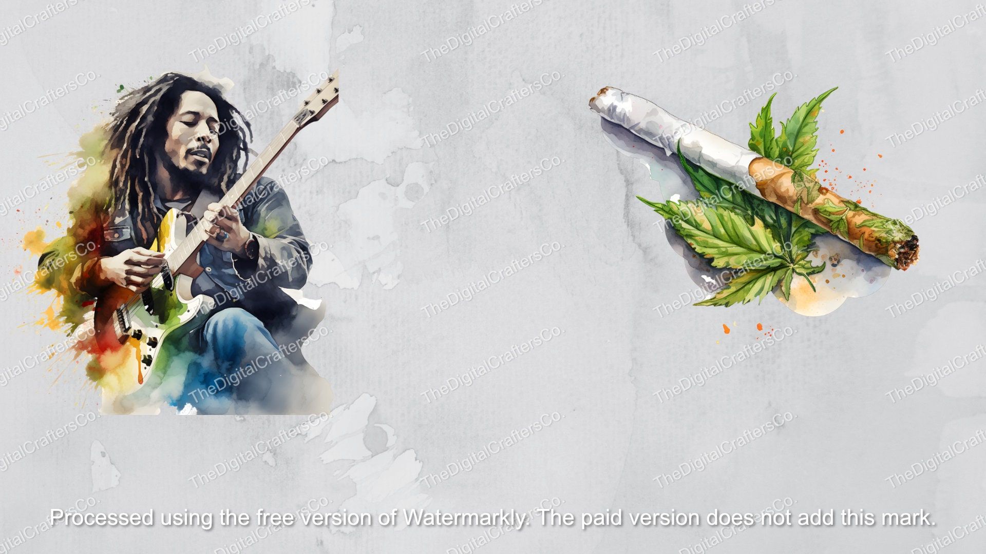 1920x1080 Watercolor Bob Marley Clipart. Reggae PNG Graphics (instant Download)