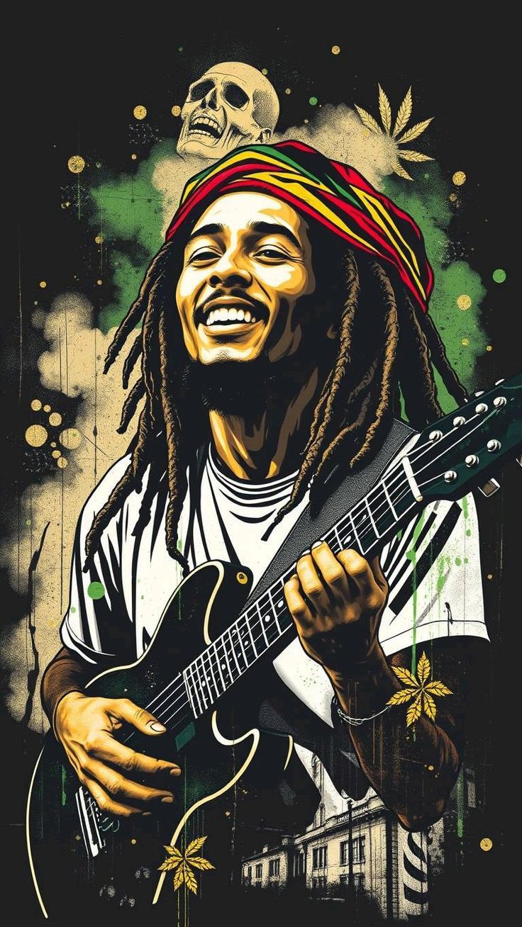 736x1308 Rasta with guitar painting ideas. Musician poster design with guitar, Music poster with guitar, Bob