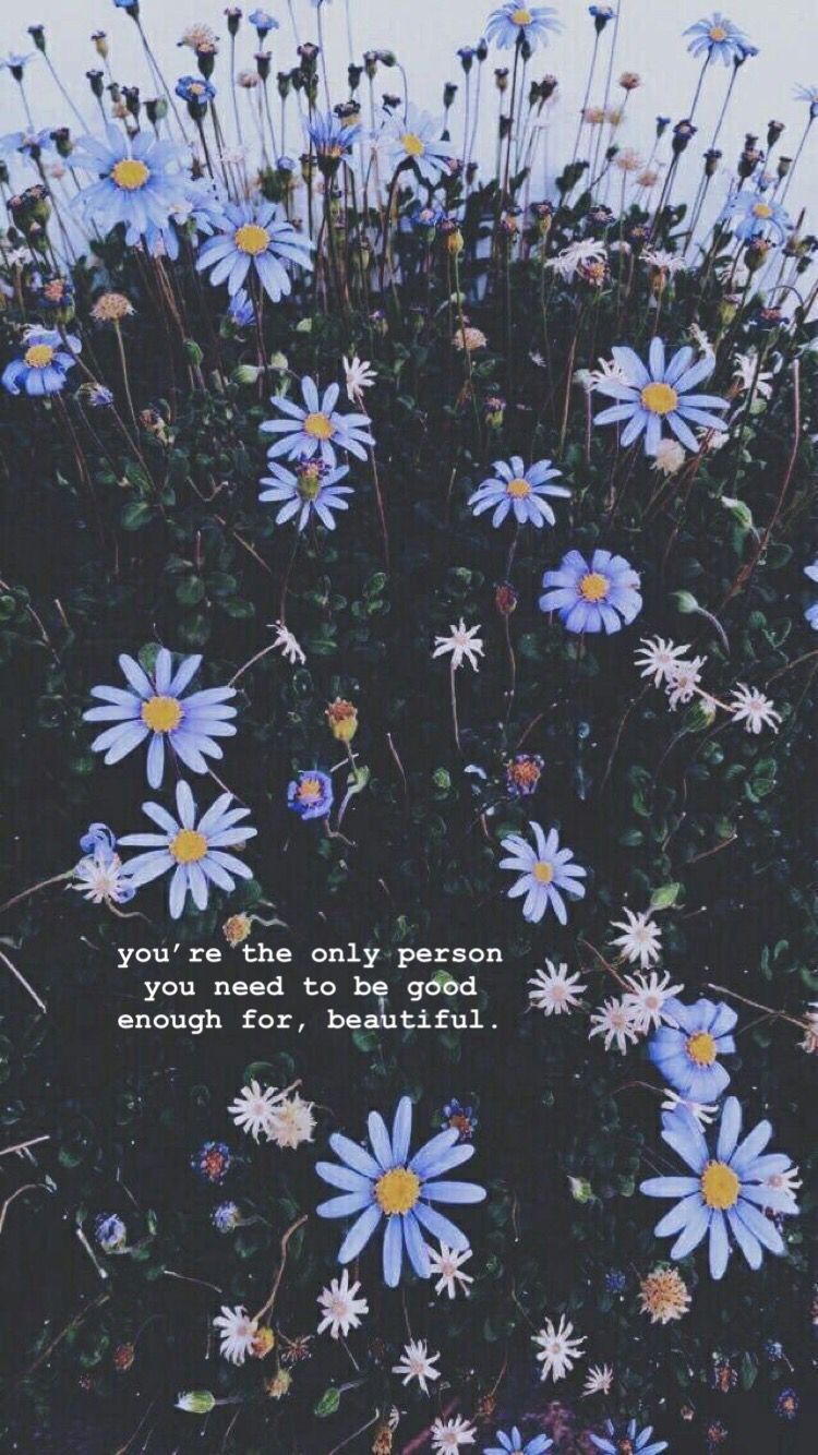 750x1334 Aesthetic Flower Quote HD Wallpaper