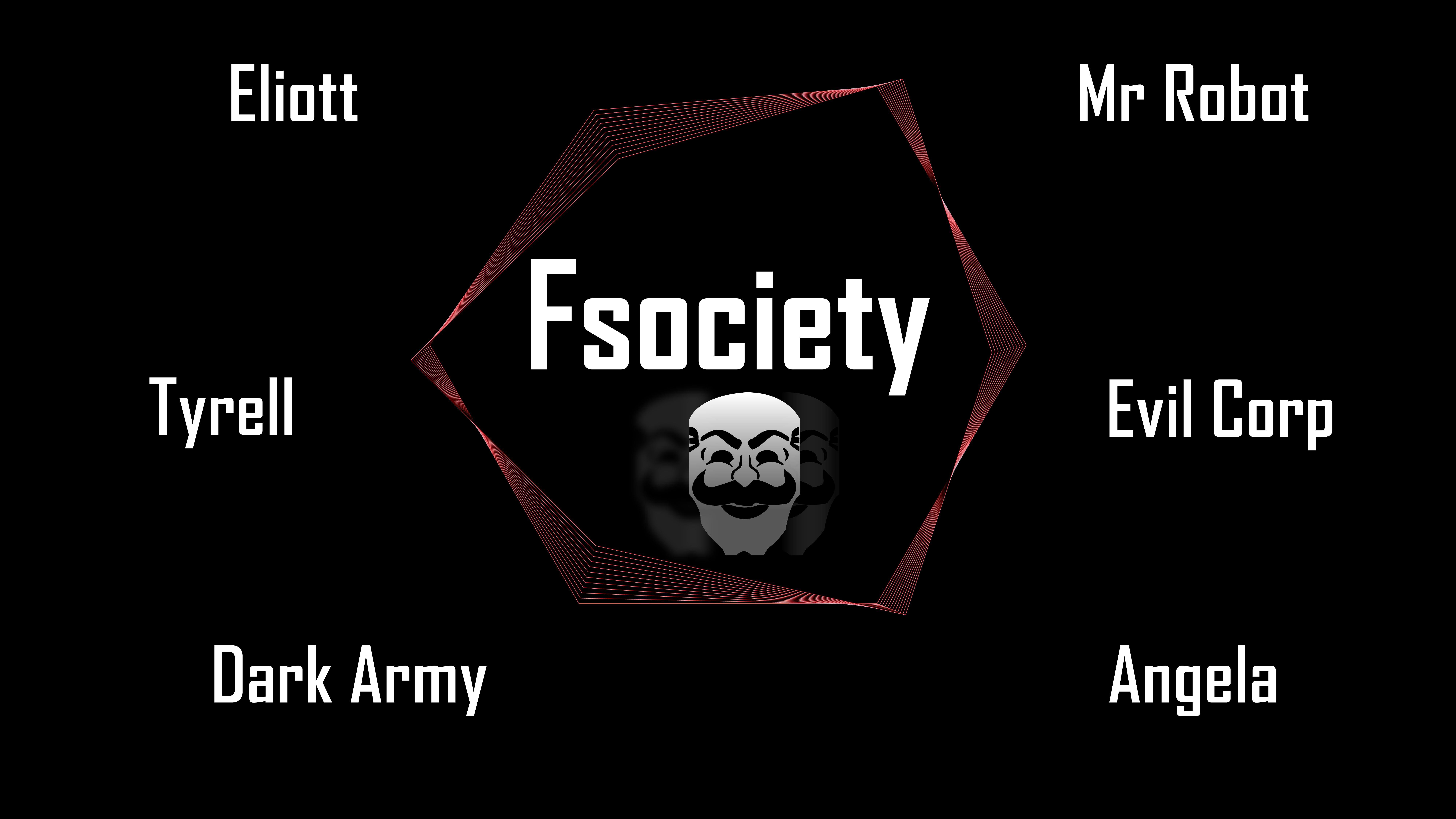 8000x4500 Fsociety text, Mr. Robot, typography, tv series, black background
