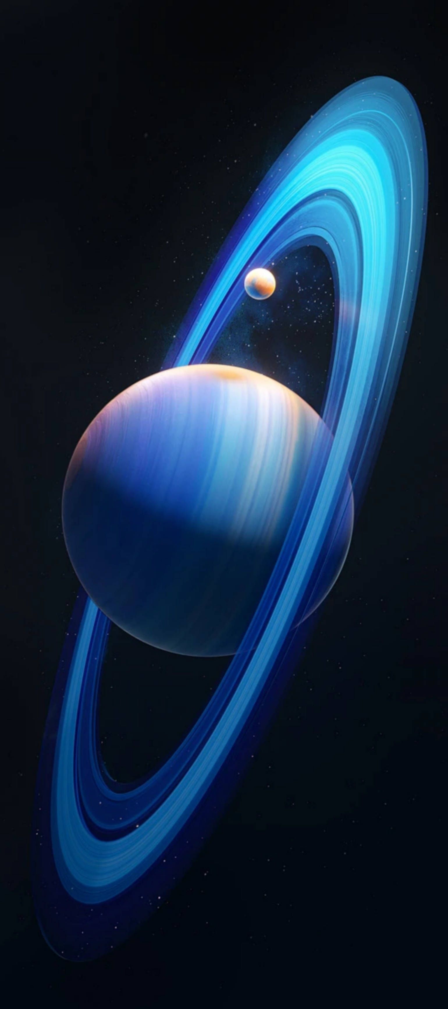 1540x3464 Download Infinix Zero in Unique Ultra Blue Design Against a Background of the Saturn Planet Wallpaper
