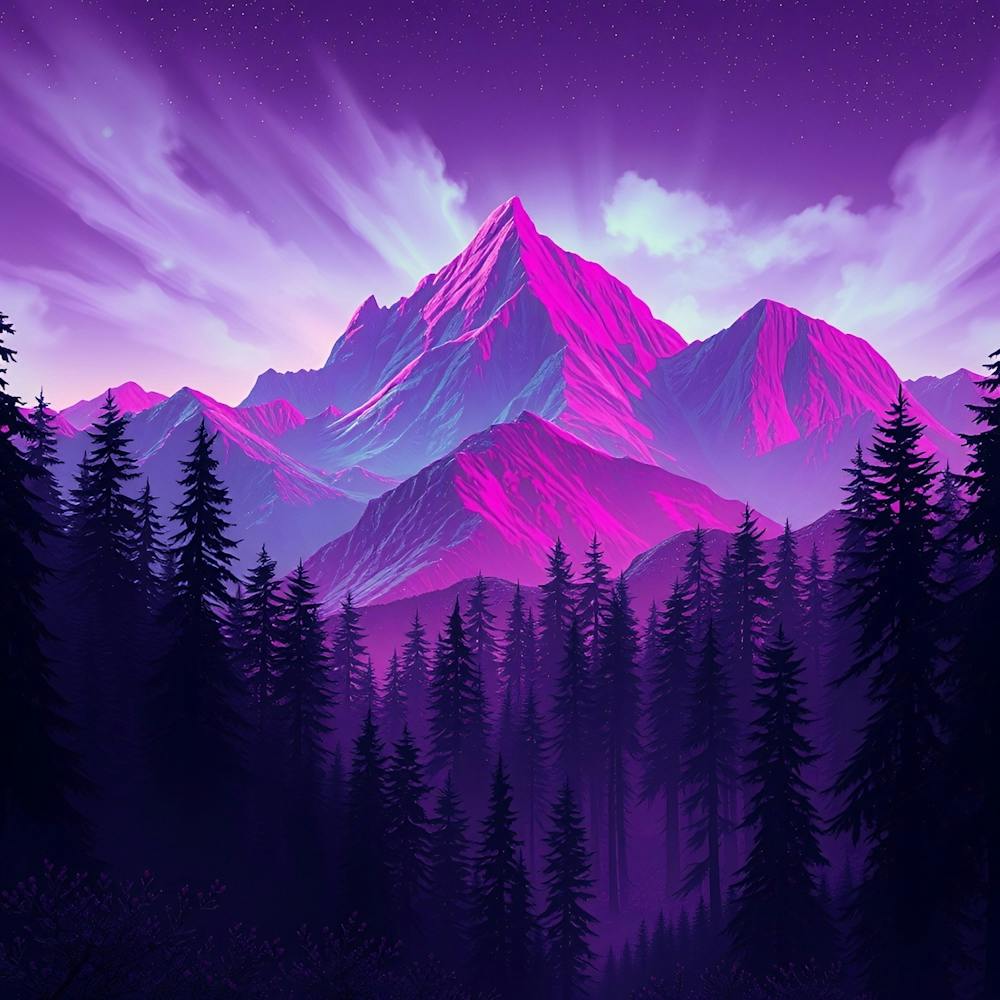 1000x1000 Purple Mountain Landscape 1 Art Print