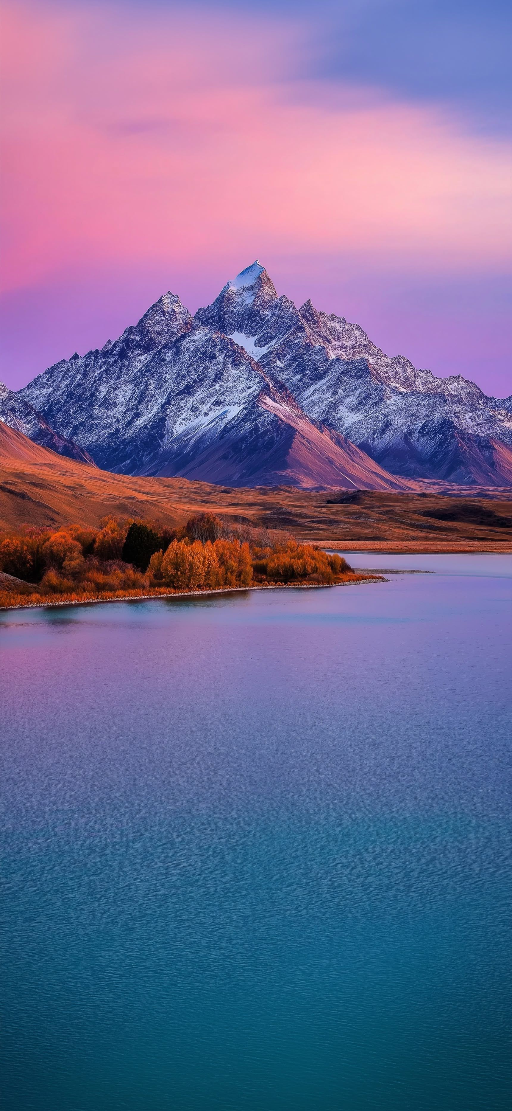 1720x3728 Purple Sky Above Snowcapped Mountain Most Popular 4K 8K Nature Landscape