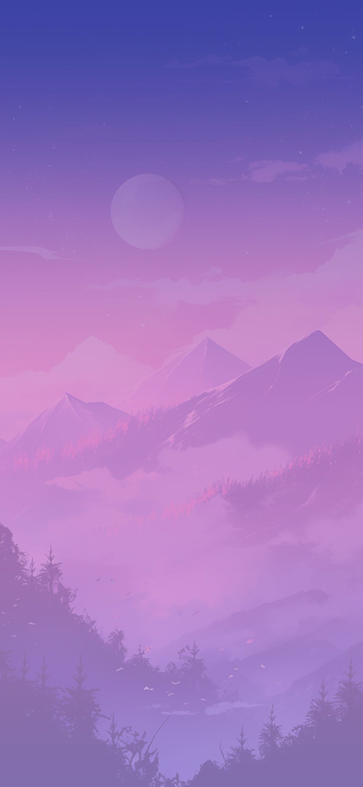 1183x2560 Mountains & Moon Purple Wallpaper Mountains Wallpaper
