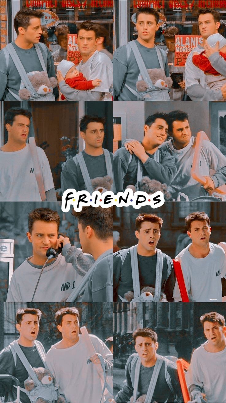 736x1308 Wallpaper friends Chandler Bing and Joey