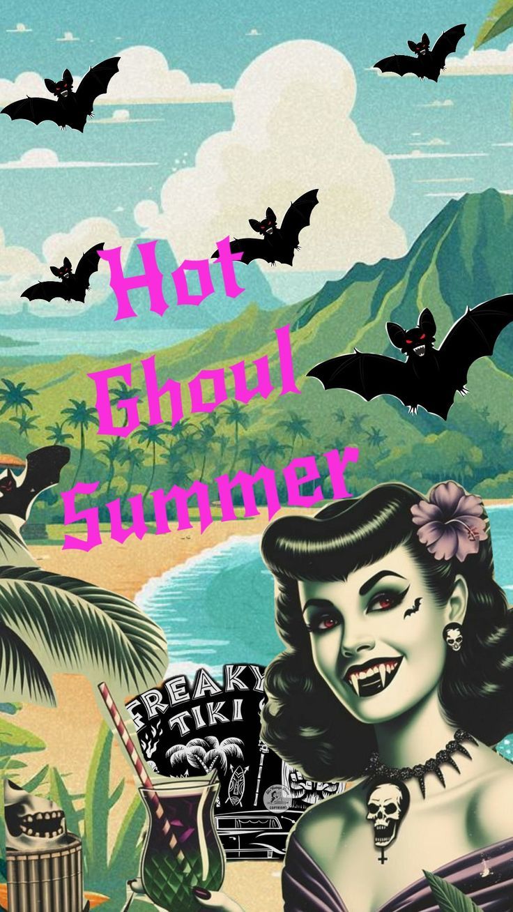 736x1308 Halloween summer wallpaper. Summer goth aesthetic wallpaper, Summer spooky wallpaper, Pop art horror