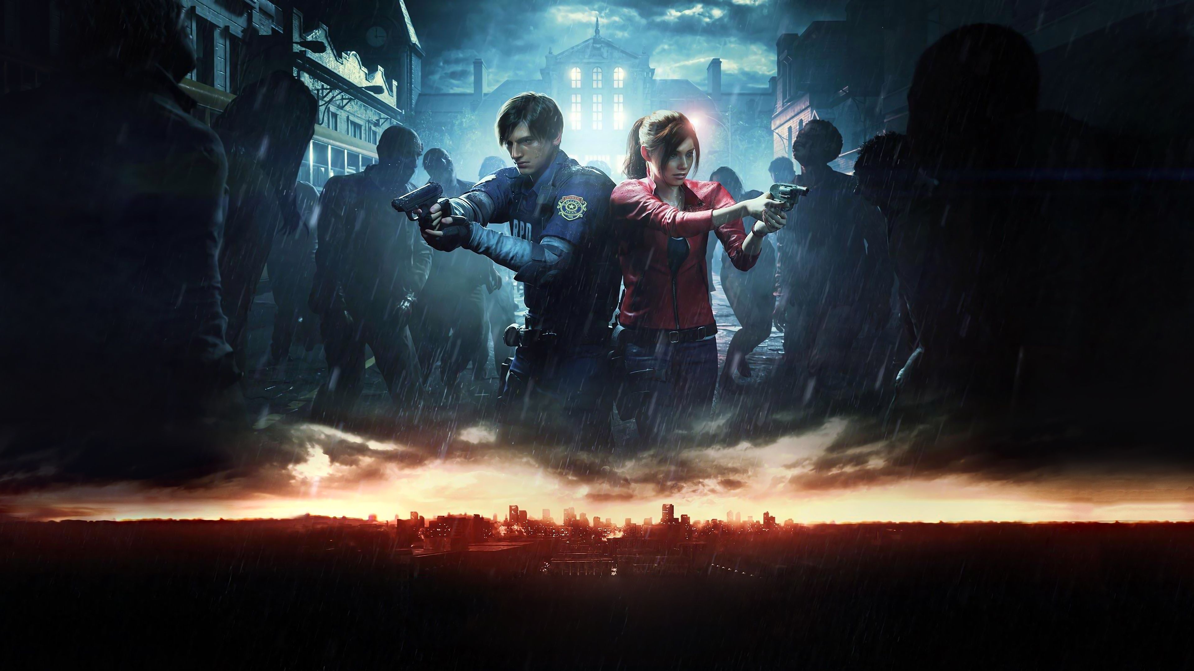3840x2160 Resident Evil 2 Leon S. Kennedy Claire Redfield 4K Wallpaper HD