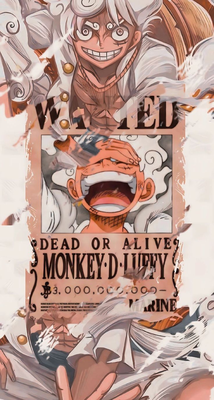 736x1377 Luffy Gear 5 Wanted Poster Wallpaper