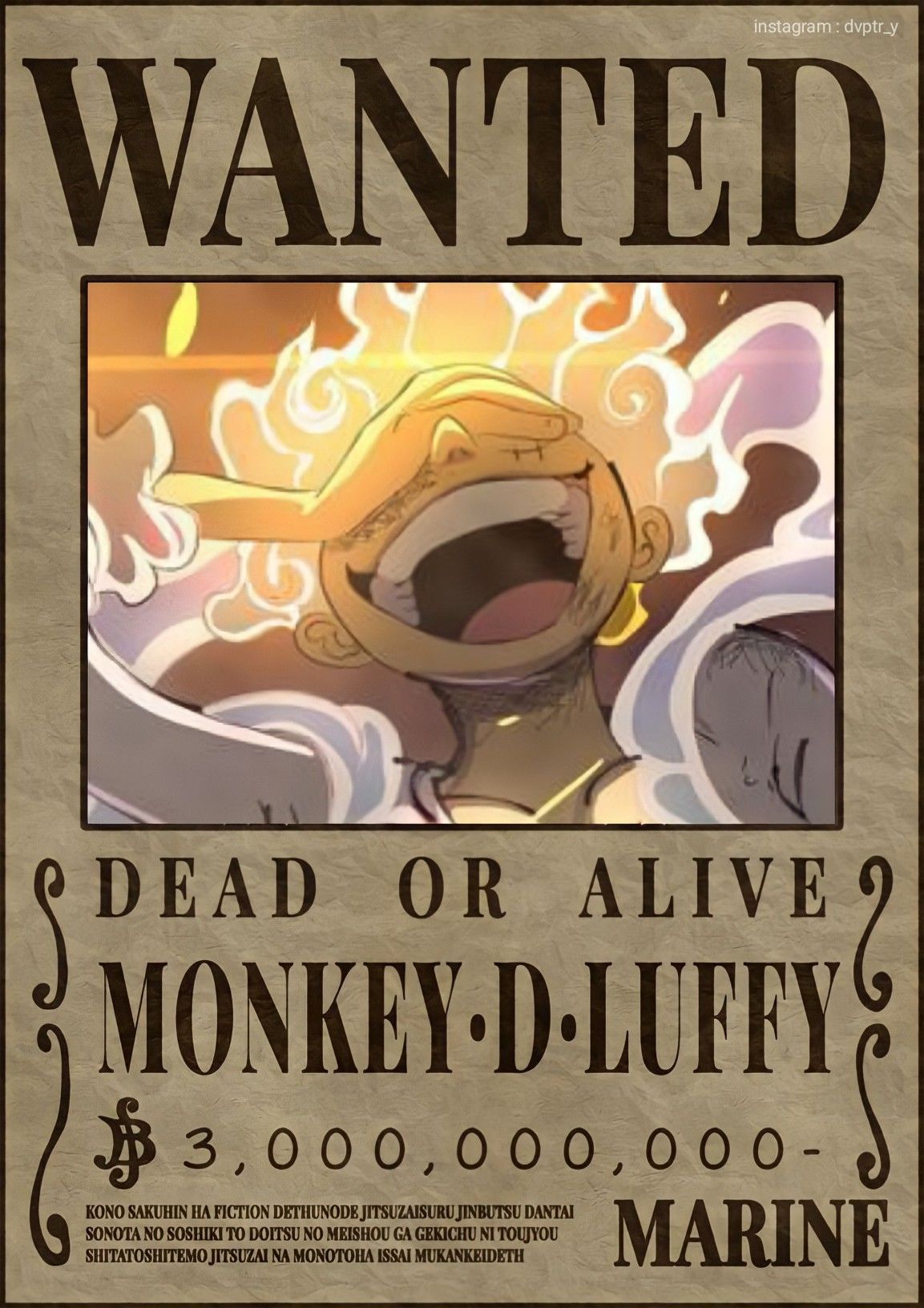 1153x1632 Luffy Gear 5 Wanted Poster Wallpaper