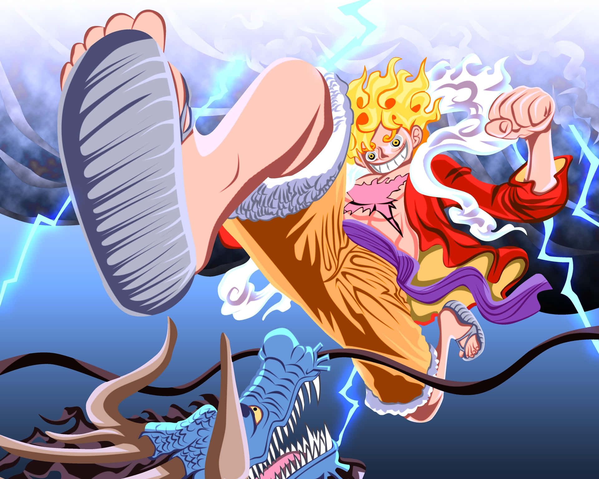 1920x1536 Download One Piece Gear5 Luffy Action Wallpaper